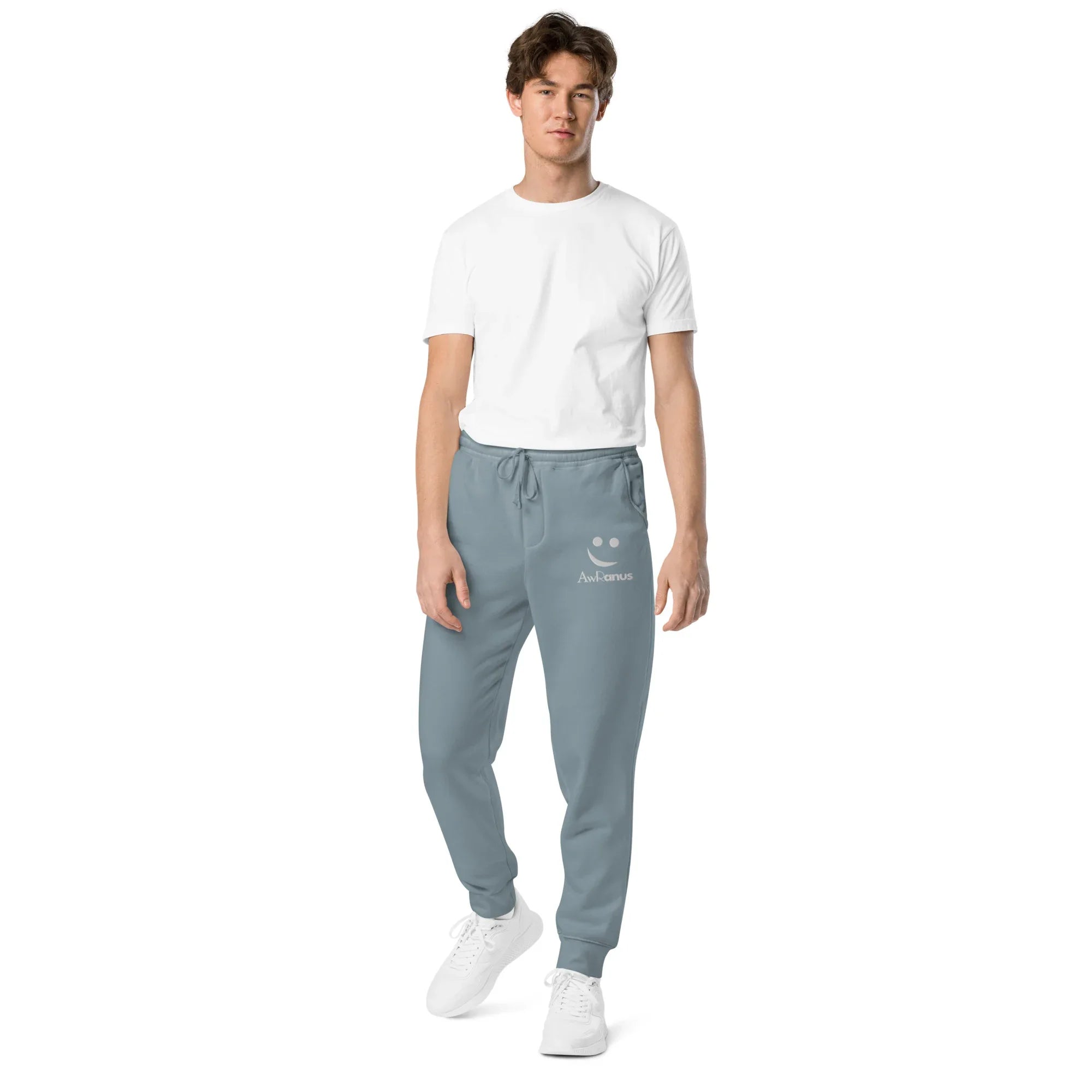 AwRans | Premium Unisex pigment-dyed sweatpants sweatpants AwRans Clothing unisex-pigment-dyed-sweatpants-pigment-slate-blue-front-688d531baea8d