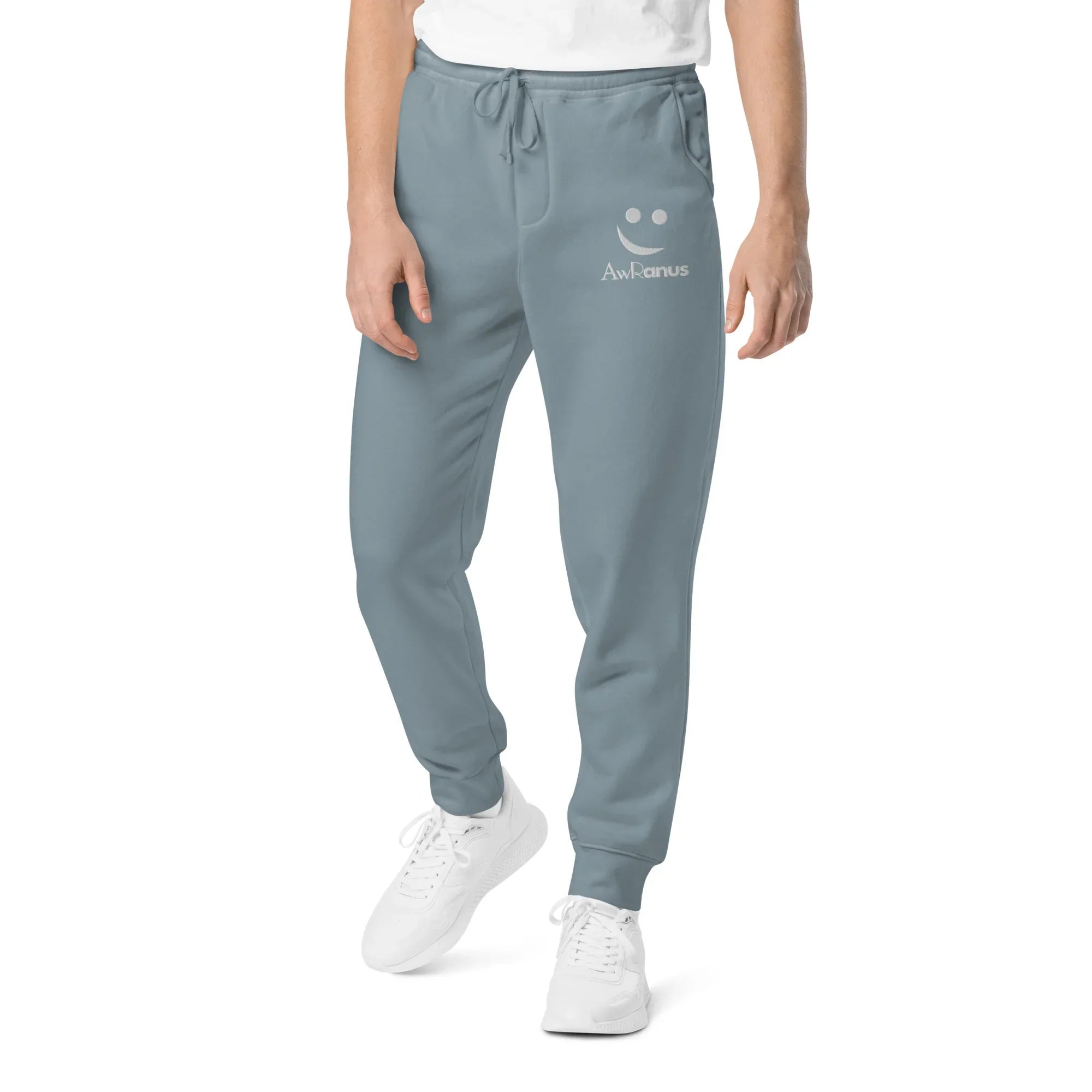 AwRans | Premium Unisex pigment-dyed sweatpants sweatpants AwRans Clothing unisex-pigment-dyed-sweatpants-pigment-slate-blue-front-688d531baee43