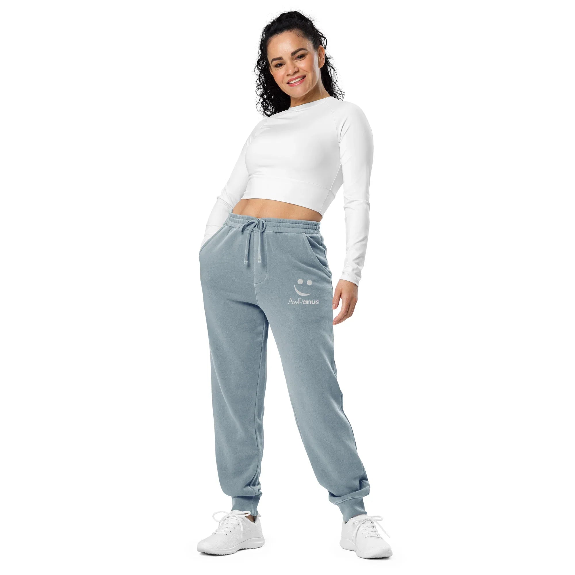 AwRans | Premium Unisex pigment-dyed sweatpants sweatpants AwRans Clothing unisex-pigment-dyed-sweatpants-pigment-slate-blue-front-688d531baf396