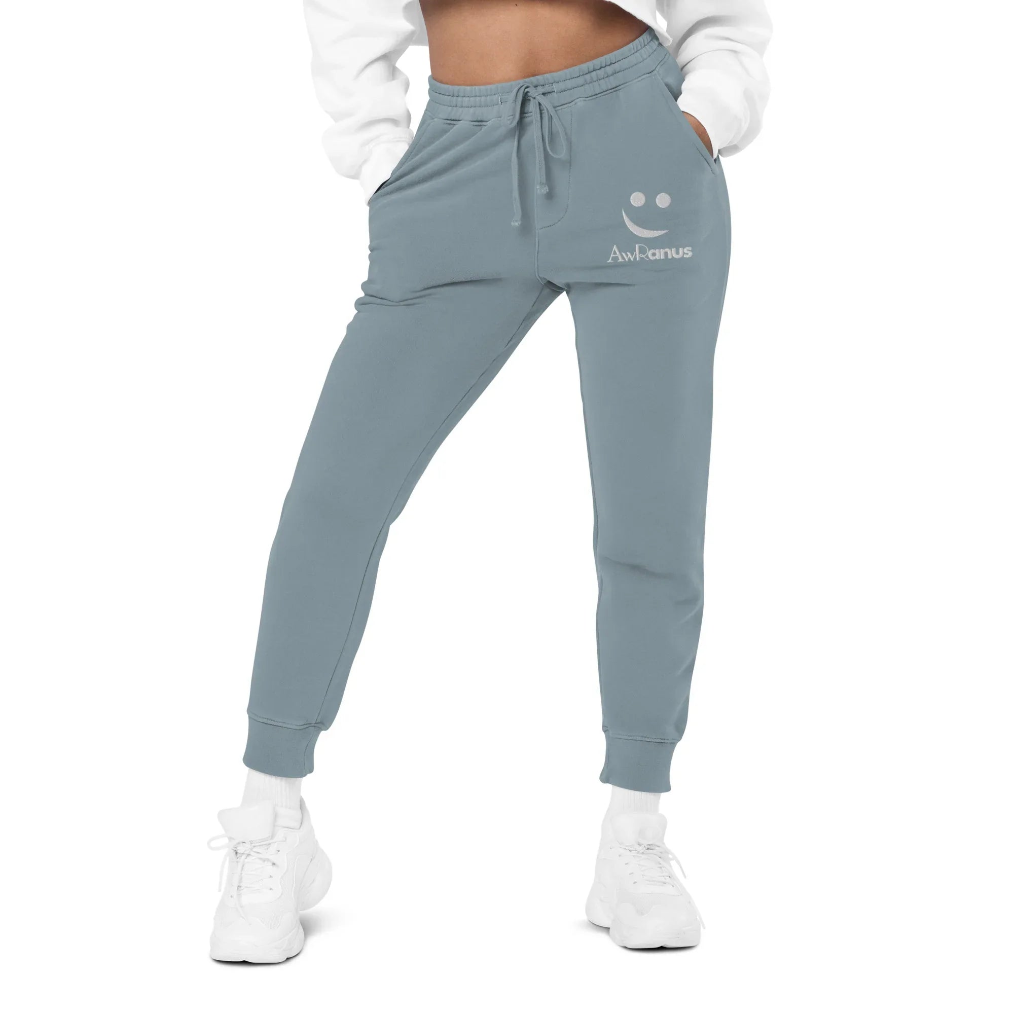 AwRans | Premium Unisex pigment-dyed sweatpants sweatpants AwRans Clothing unisex-pigment-dyed-sweatpants-pigment-slate-blue-front-688d531baf40a