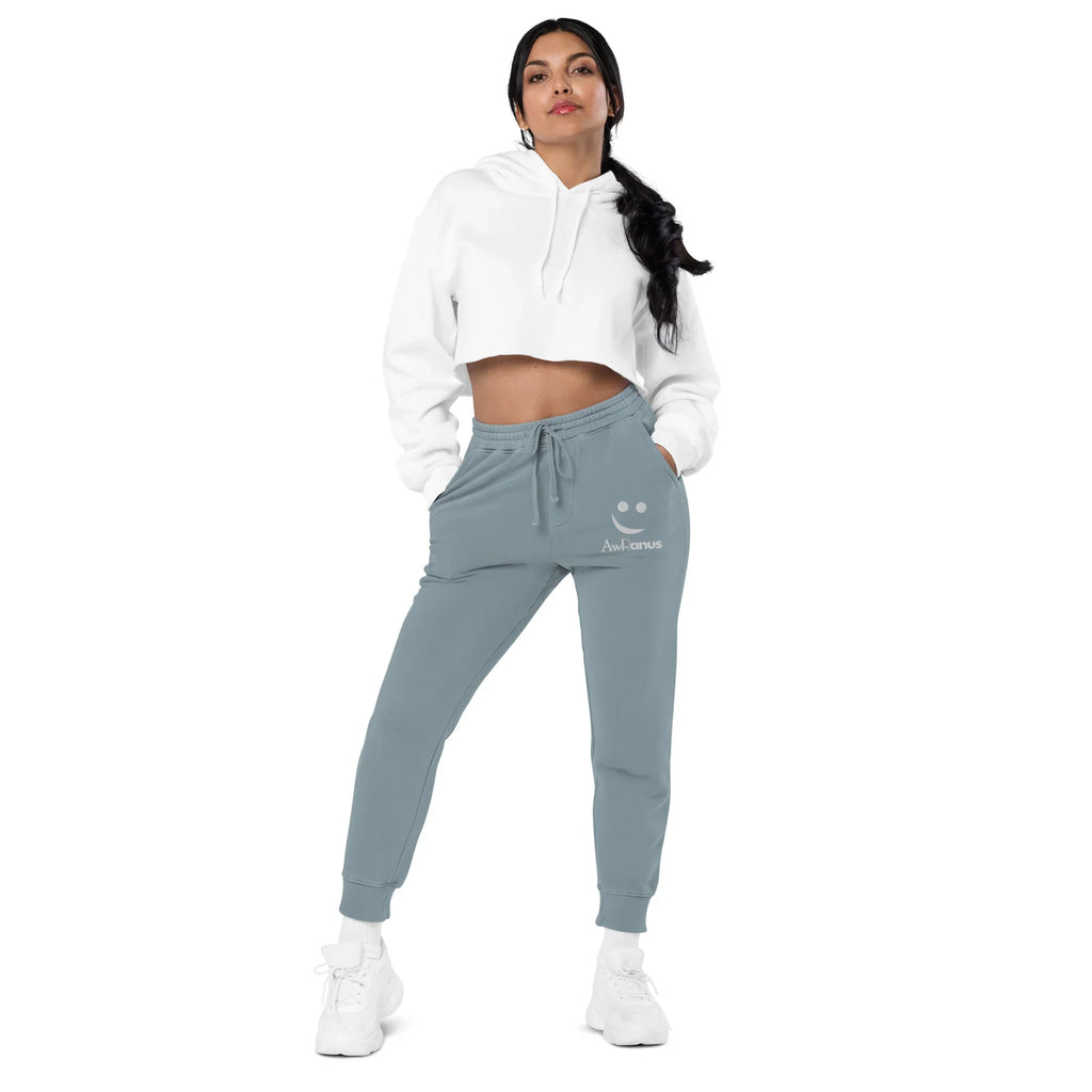 AwRans | Premium Unisex pigment-dyed sweatpants sweatpants AwRans Clothing unisex-pigment-dyed-sweatpants-pigment-slate-blue-front-688d531baf462