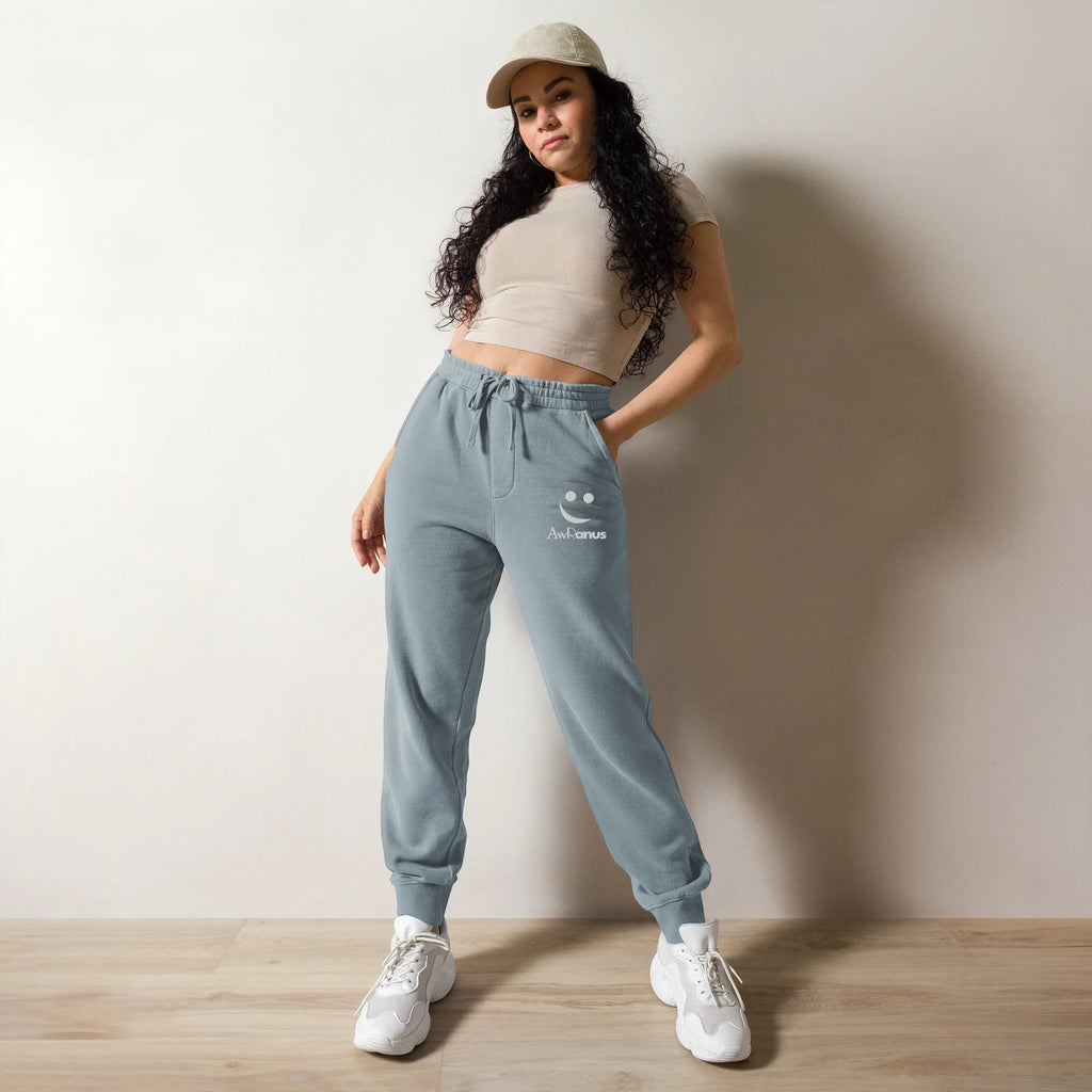 AwRans | Premium Unisex pigment-dyed sweatpants sweatpants AwRans Clothing unisex-pigment-dyed-sweatpants-pigment-slate-blue-front-688d531baf673