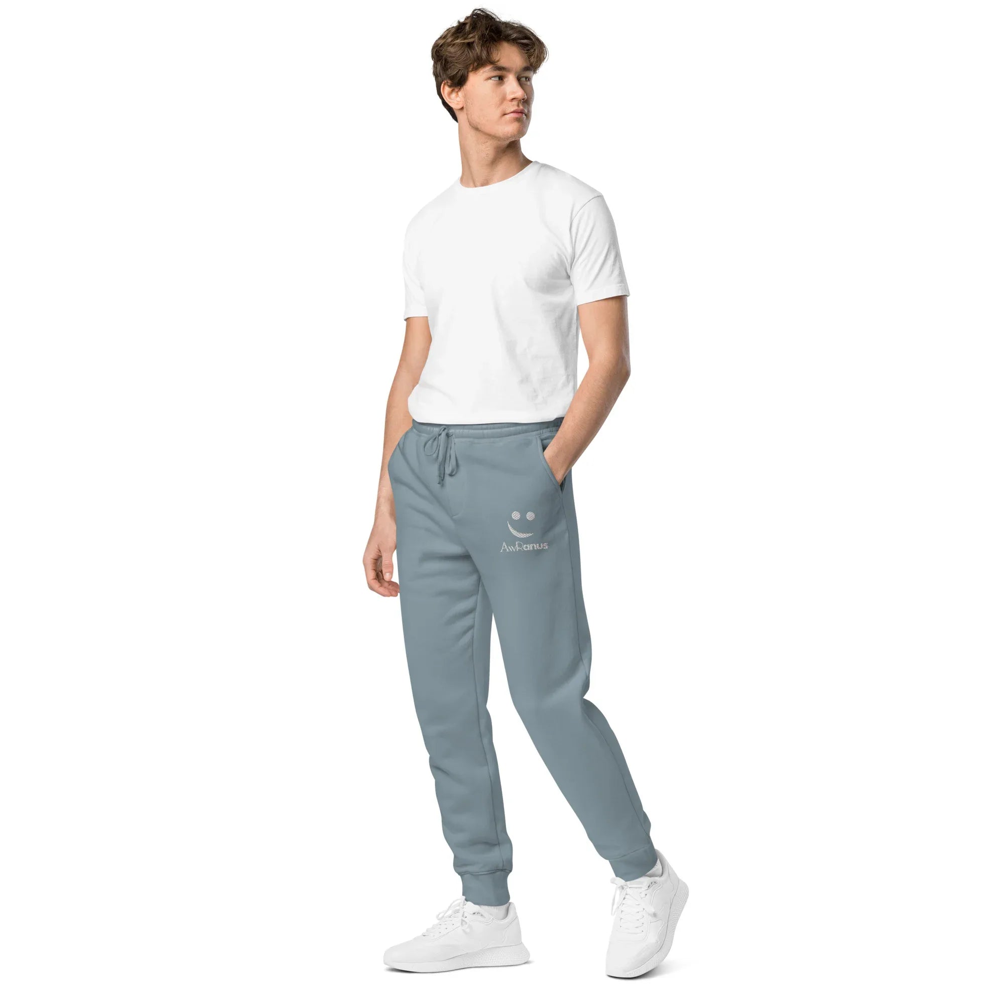 AwRans | Premium Unisex pigment-dyed sweatpants sweatpants AwRans Clothing unisex-pigment-dyed-sweatpants-pigment-slate-blue-left-front-688d531bae65c