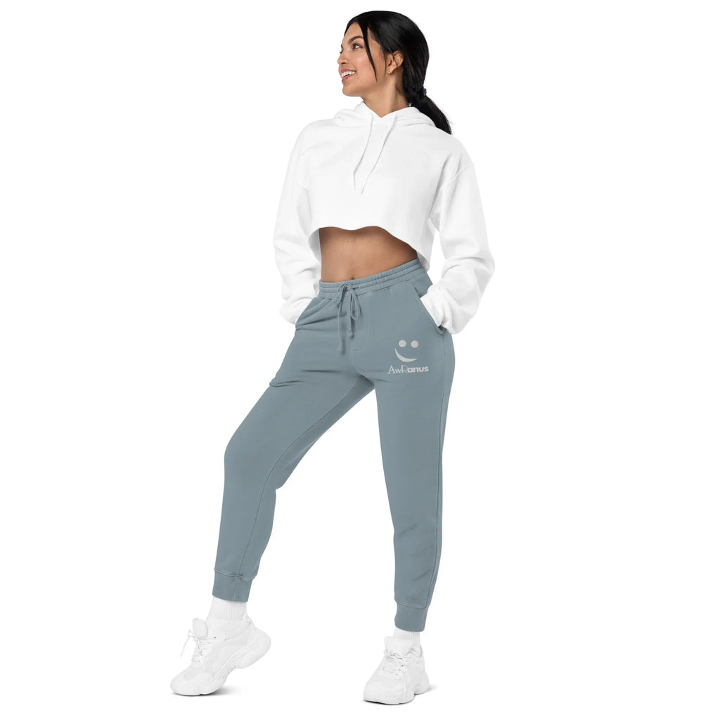 AwRans | Premium Unisex pigment-dyed sweatpants sweatpants AwRans Clothing unisex-pigment-dyed-sweatpants-pigment-slate-blue-left-front-688d531baf590