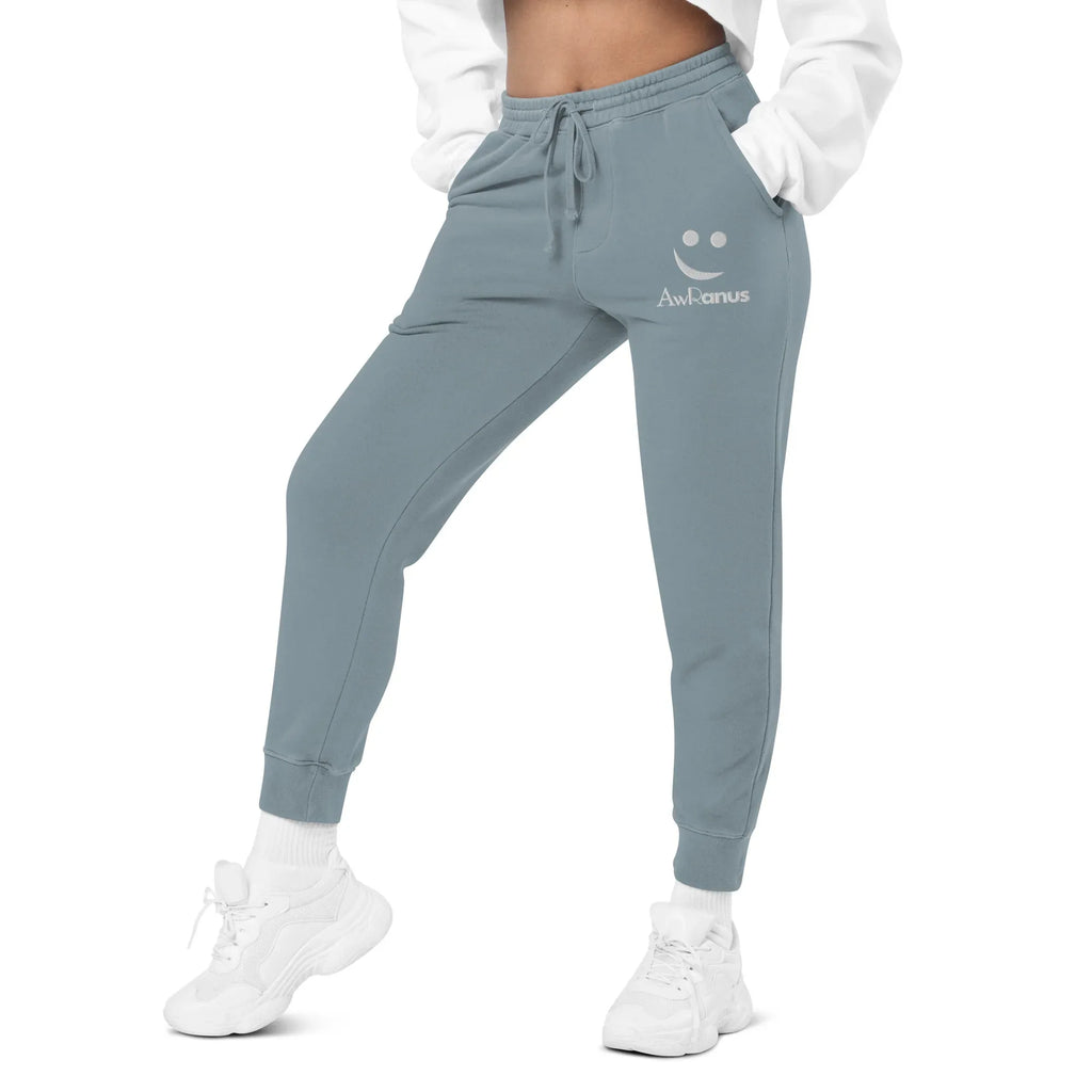 AwRans | Premium Unisex pigment-dyed sweatpants sweatpants AwRans Clothing unisex-pigment-dyed-sweatpants-pigment-slate-blue-left-front-688d531baf619
