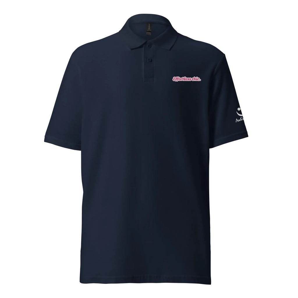 Effortless Chic | Unisex Pique Polo Shirt polo shirt AwRans Clothing unisex-pique-polo-shirt-navy-front-67b7d5b38f359