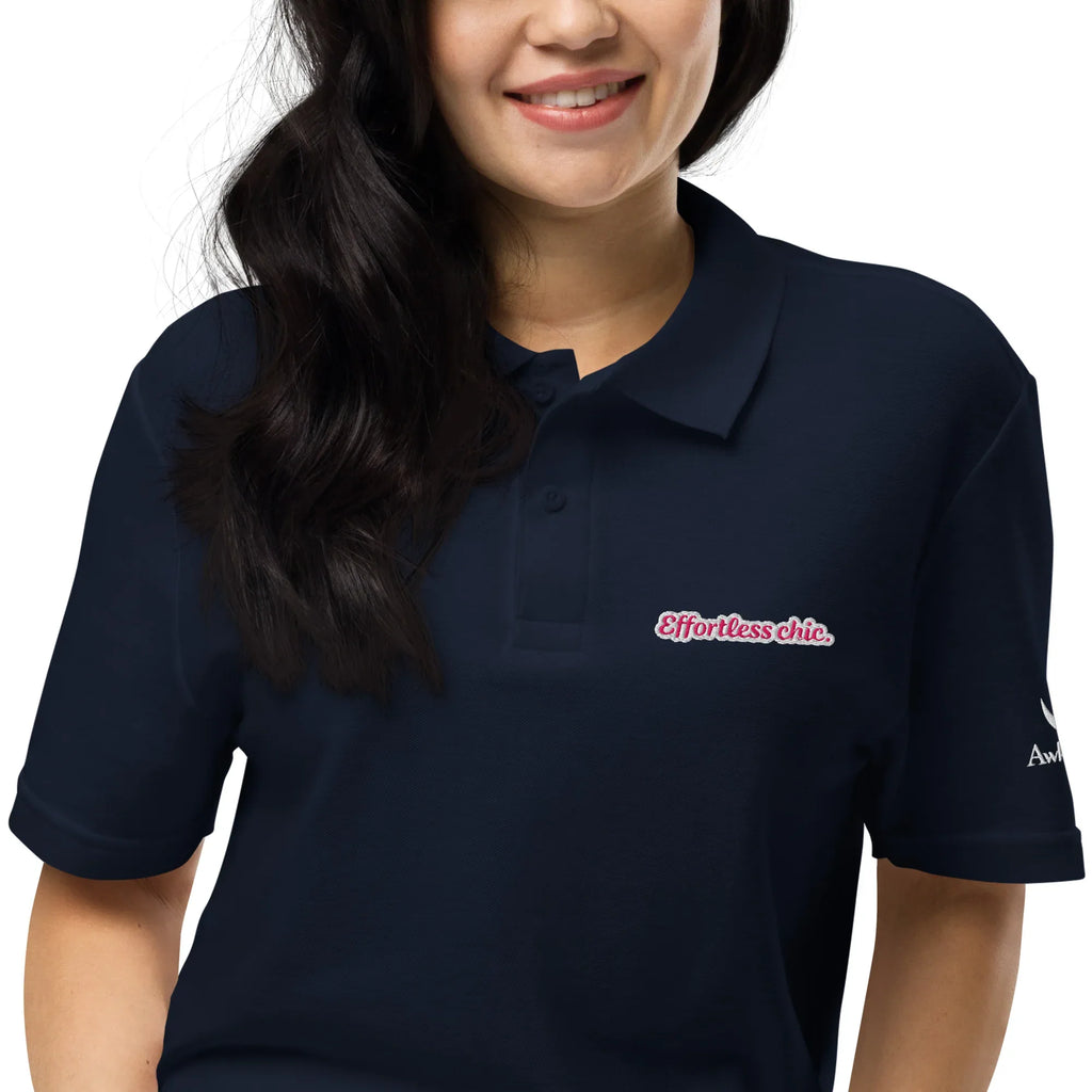 Effortless Chic | Unisex Pique Polo Shirt polo shirt AwRans Clothing unisex-pique-polo-shirt-navy-zoomed-in-67b7d5b3905ff
