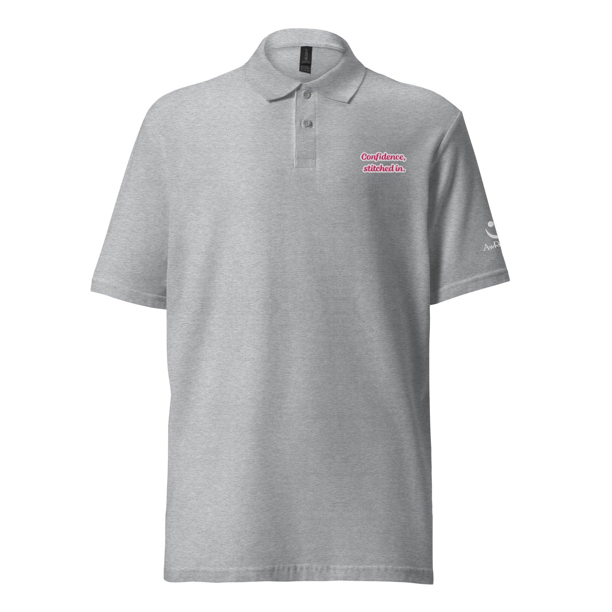 Confidence, Stitched In | Unisex Pique Polo Shirt - AwRans Clothing