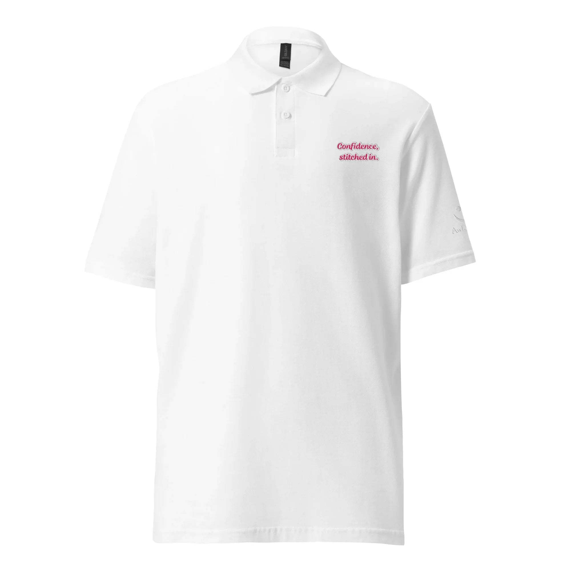 Confidence, Stitched In | Unisex Pique Polo Shirt - AwRans Clothing