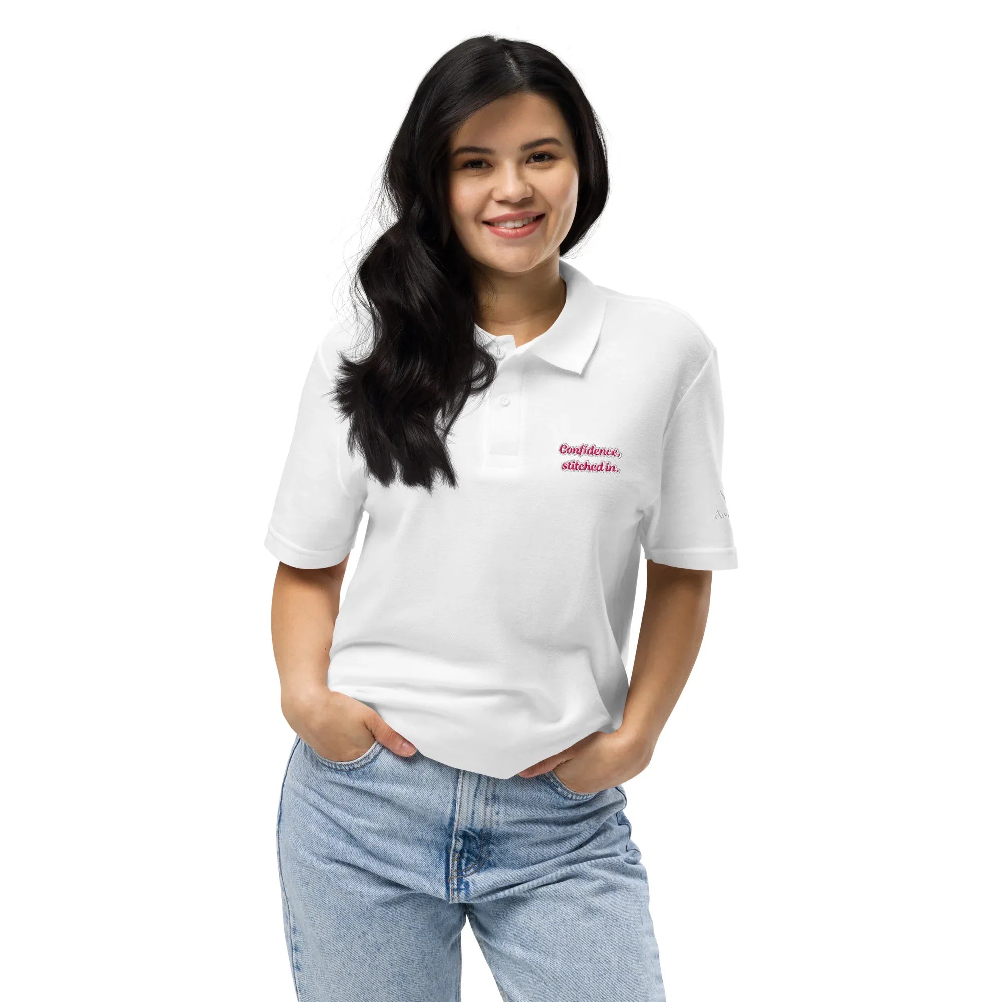 Confidence, Stitched In | Unisex Pique Polo Shirt - AwRans Clothing