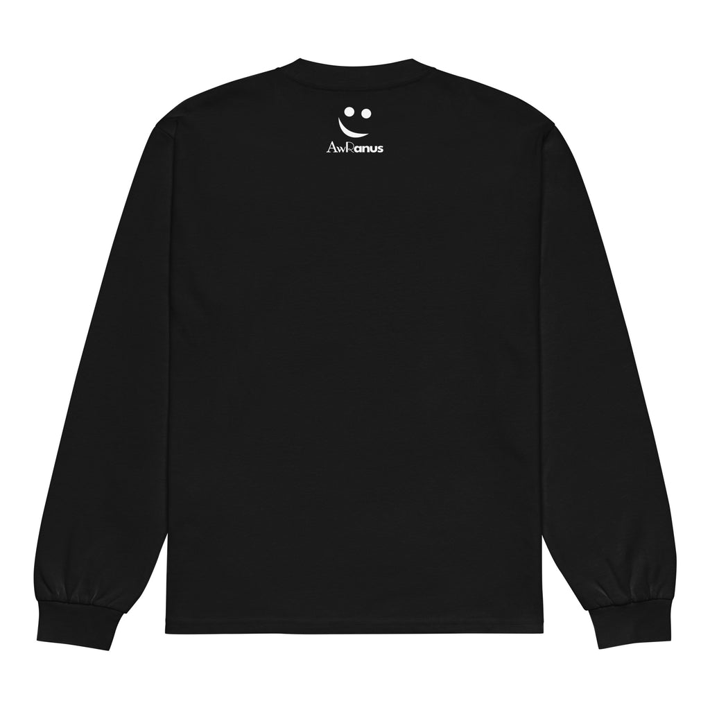 Unisex Premium Heavyweight Long Sleeve Shirt | Smile long sleeve shirt AwRans Clothing unisex-premium-heavyweight-long-sleeve-shirt-black-back-67f29f0179b28