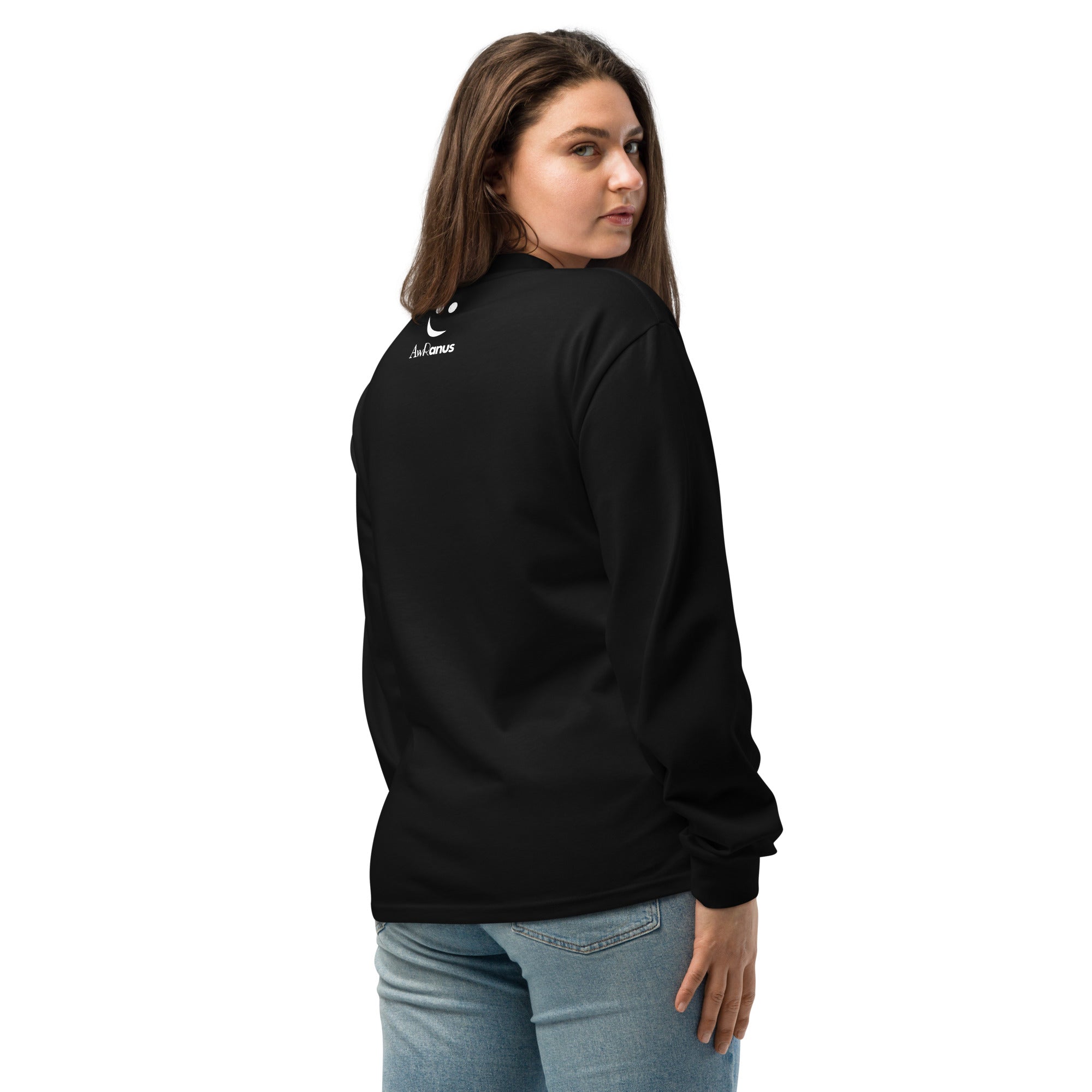 Unisex Premium Heavyweight Long Sleeve Shirt | Love Forever long sleeve shirt AwRans Clothing unisex-premium-heavyweight-long-sleeve-shirt-black-back-67f2c2d8703bf