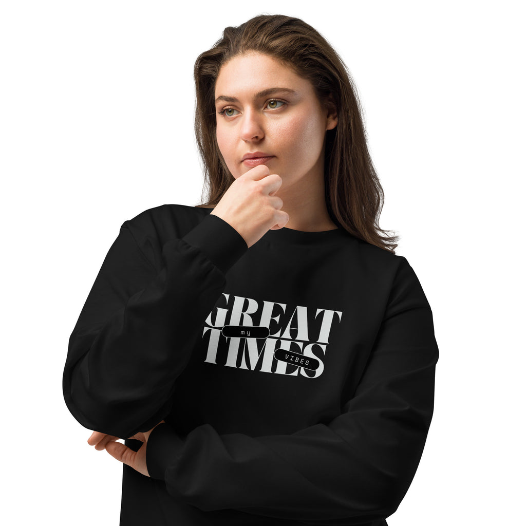 Unisex Premium Heavyweight Long Sleeve Shirt | My Vibes Great Time long sleeve shirt AwRans Clothing unisex-premium-heavyweight-long-sleeve-shirt-black-front-2-67f2a05092354