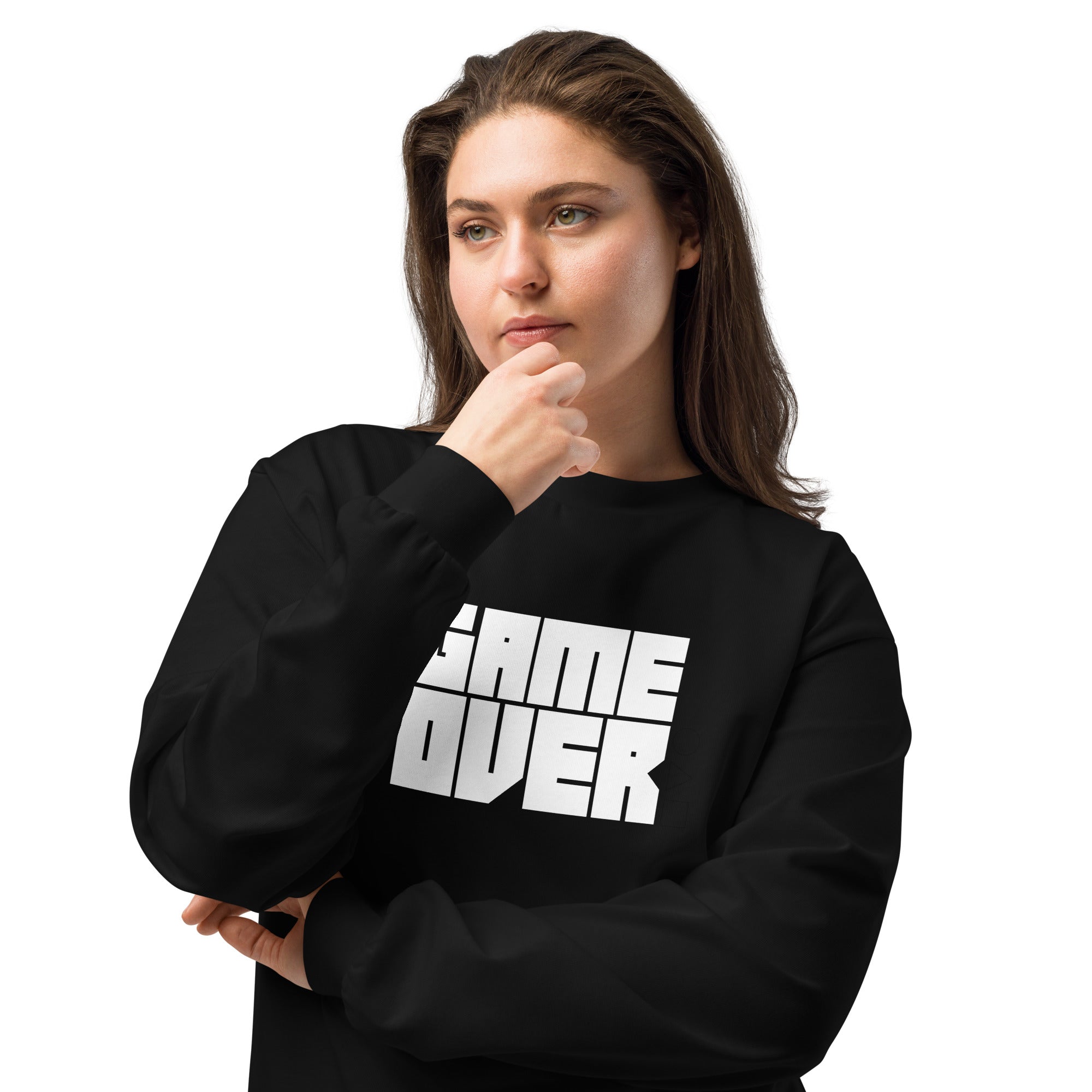 Unisex Premium Heavyweight Long Sleeve Shirt | Game Over long sleeve shirt AwRans Clothing unisex-premium-heavyweight-long-sleeve-shirt-black-front-2-67f2c242805db