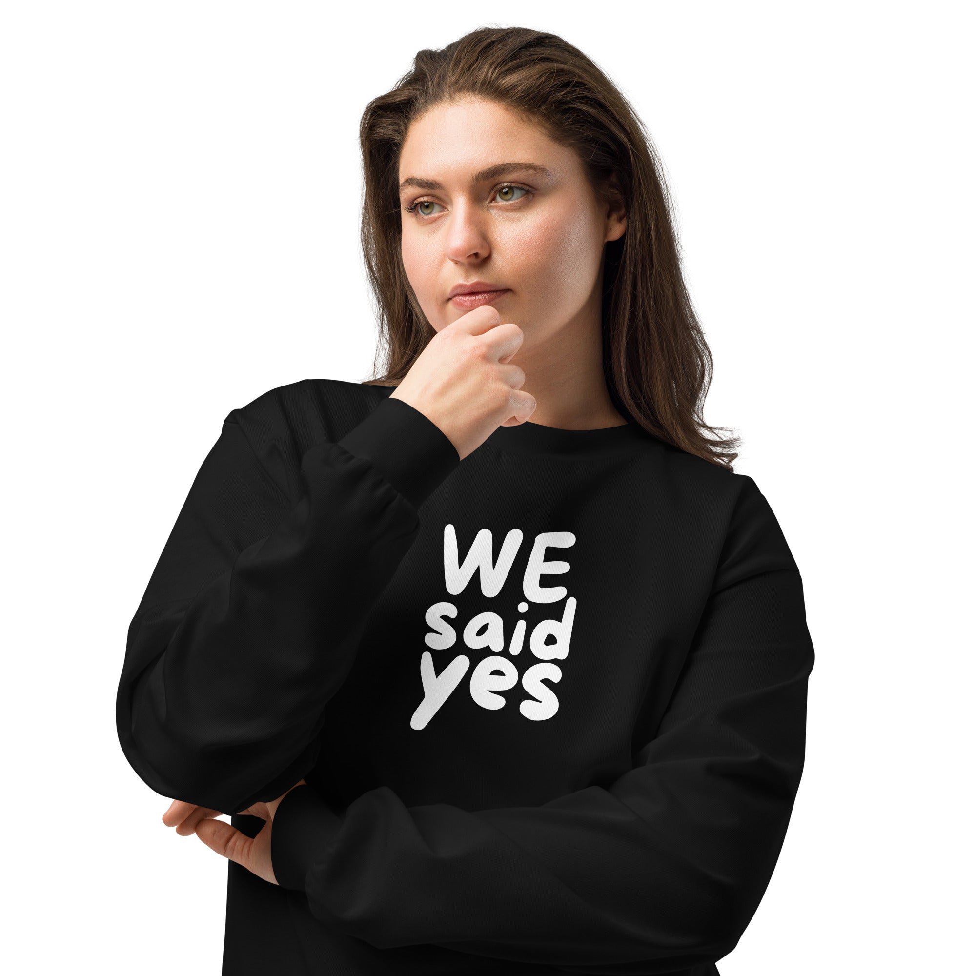 Unisex Premium Heavyweight Long Sleeve Shirt | We Said Yes long sleeve shirt AwRans Clothing unisex-premium-heavyweight-long-sleeve-shirt-black-front-2-67f2c367d5ff9