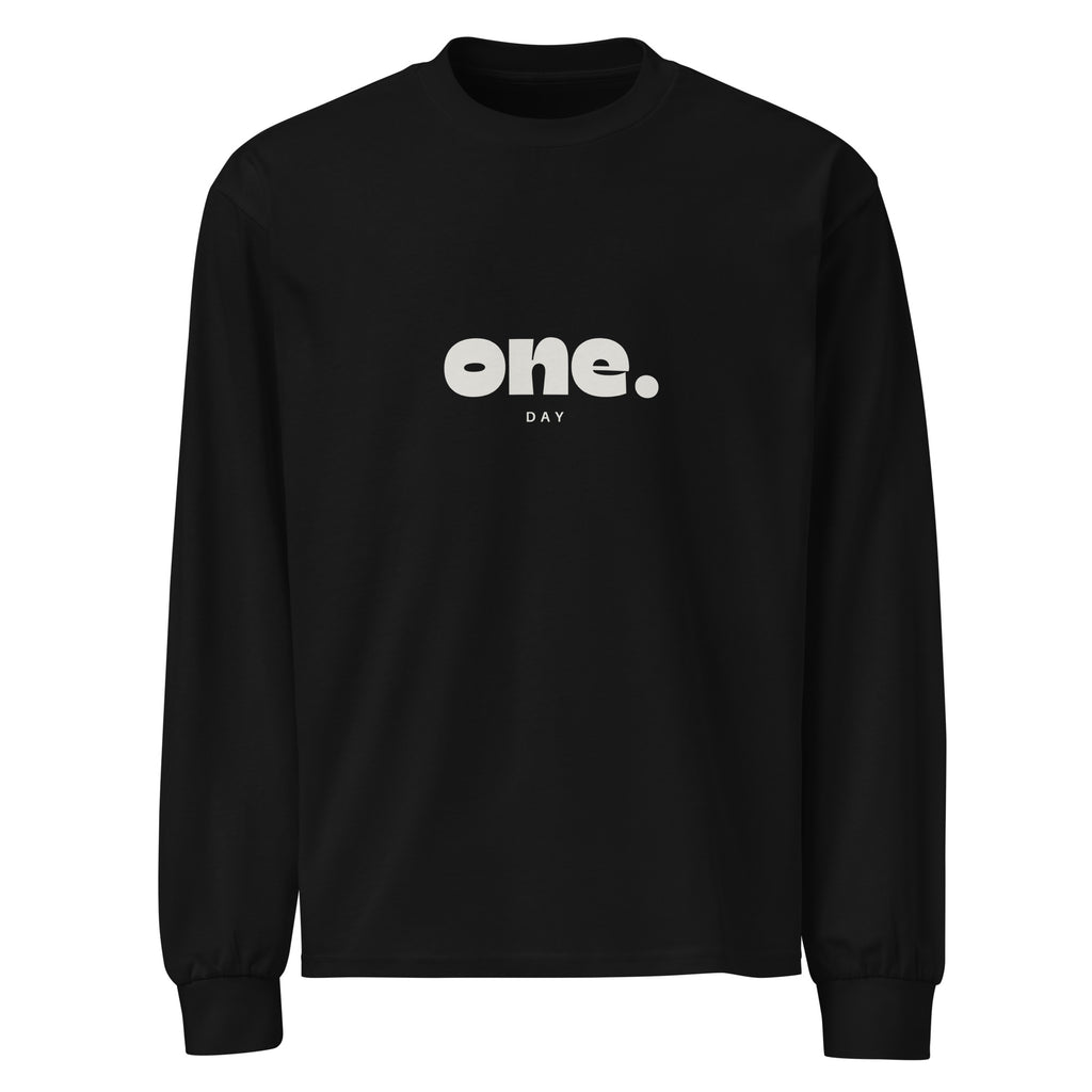 Unisex Premium Heavyweight Long Sleeve Shirt | One Day Black long sleeve shirt AwRans Clothing unisex-premium-heavyweight-long-sleeve-shirt-black-front-67eaaaf879235