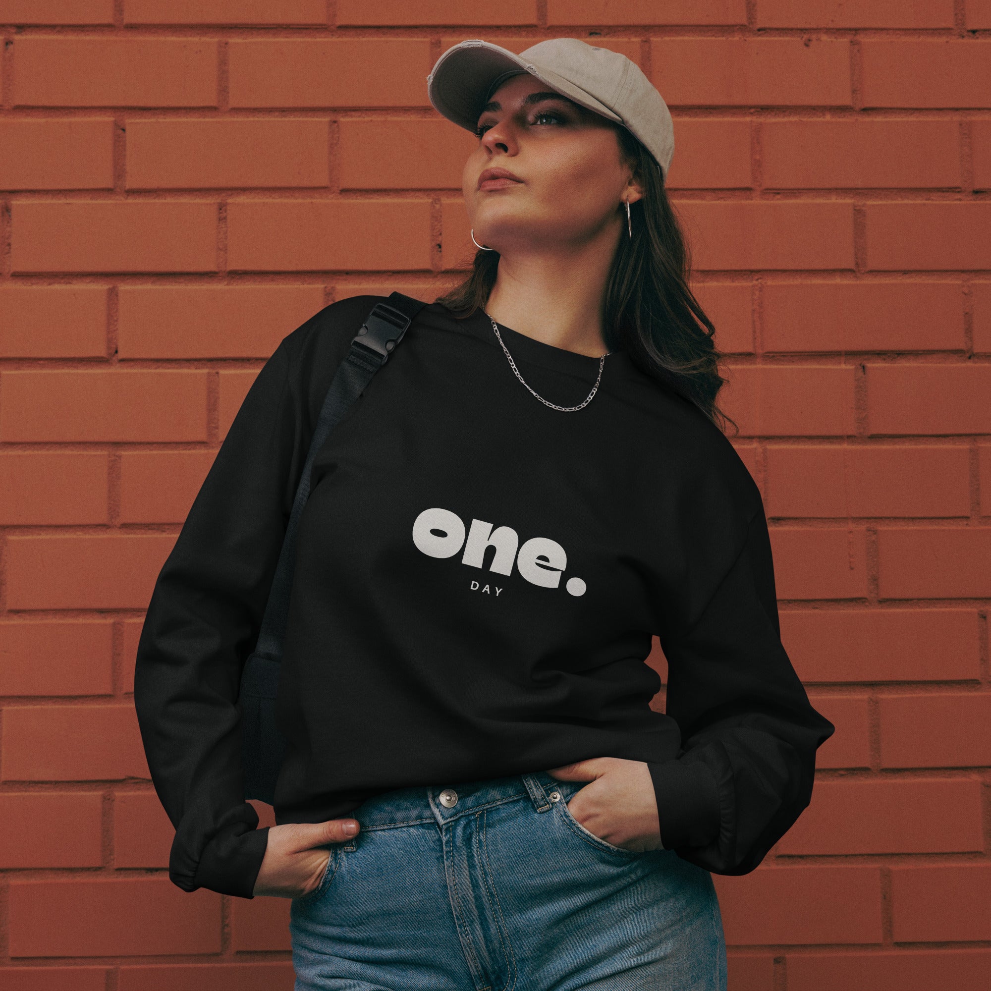 Unisex Premium Heavyweight Long Sleeve Shirt | One Day long sleeve shirt AwRans Clothing unisex-premium-heavyweight-long-sleeve-shirt-black-front-67eaaaf87bb5f