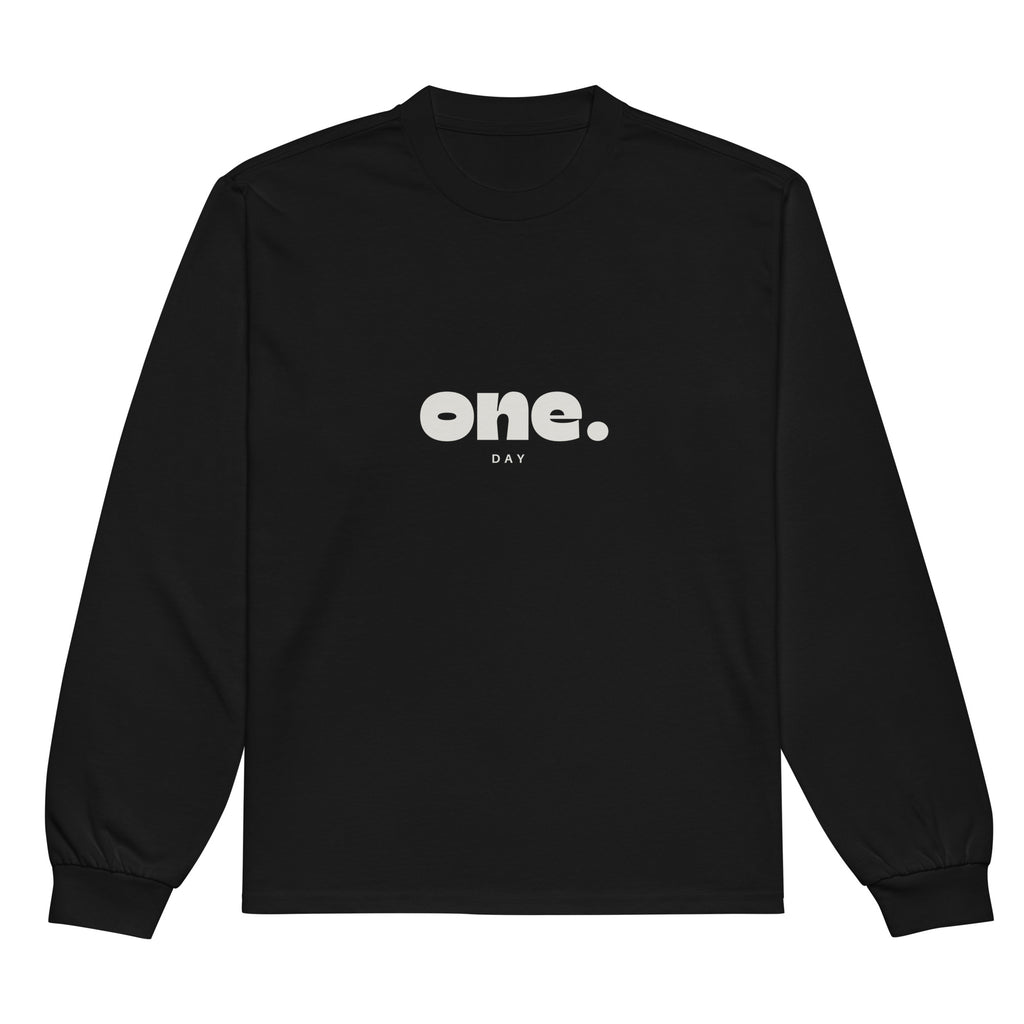 Unisex Premium Heavyweight Long Sleeve Shirt | One Day long sleeve shirt AwRans Clothing unisex-premium-heavyweight-long-sleeve-shirt-black-front-67eaaaf87c52a
