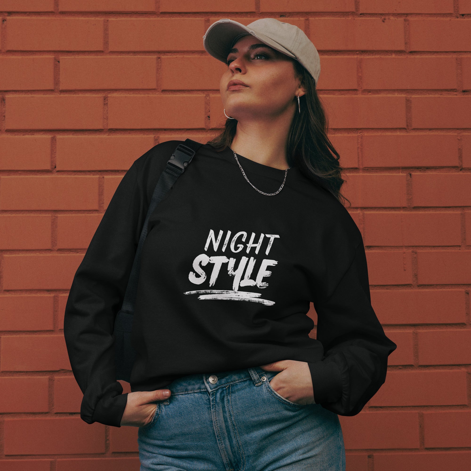 Unisex Premium Heavyweight Long Sleeve Shirt | Night Style long sleeve shirt AwRans Clothing unisex-premium-heavyweight-long-sleeve-shirt-black-front-67eaaba79c03c