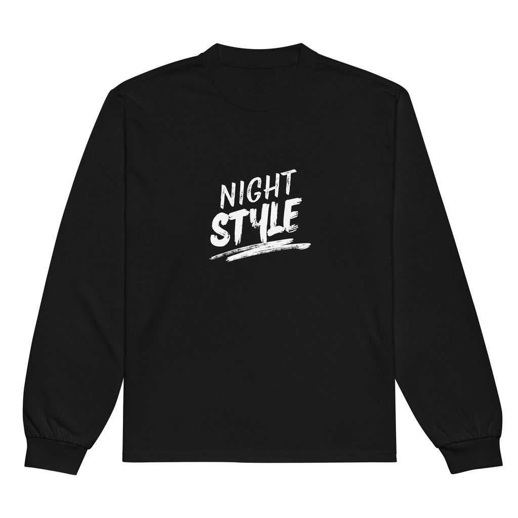 Unisex Premium Heavyweight Long Sleeve Shirt | Night Style long sleeve shirt AwRans Clothing unisex-premium-heavyweight-long-sleeve-shirt-black-front-67eaaba79c66b