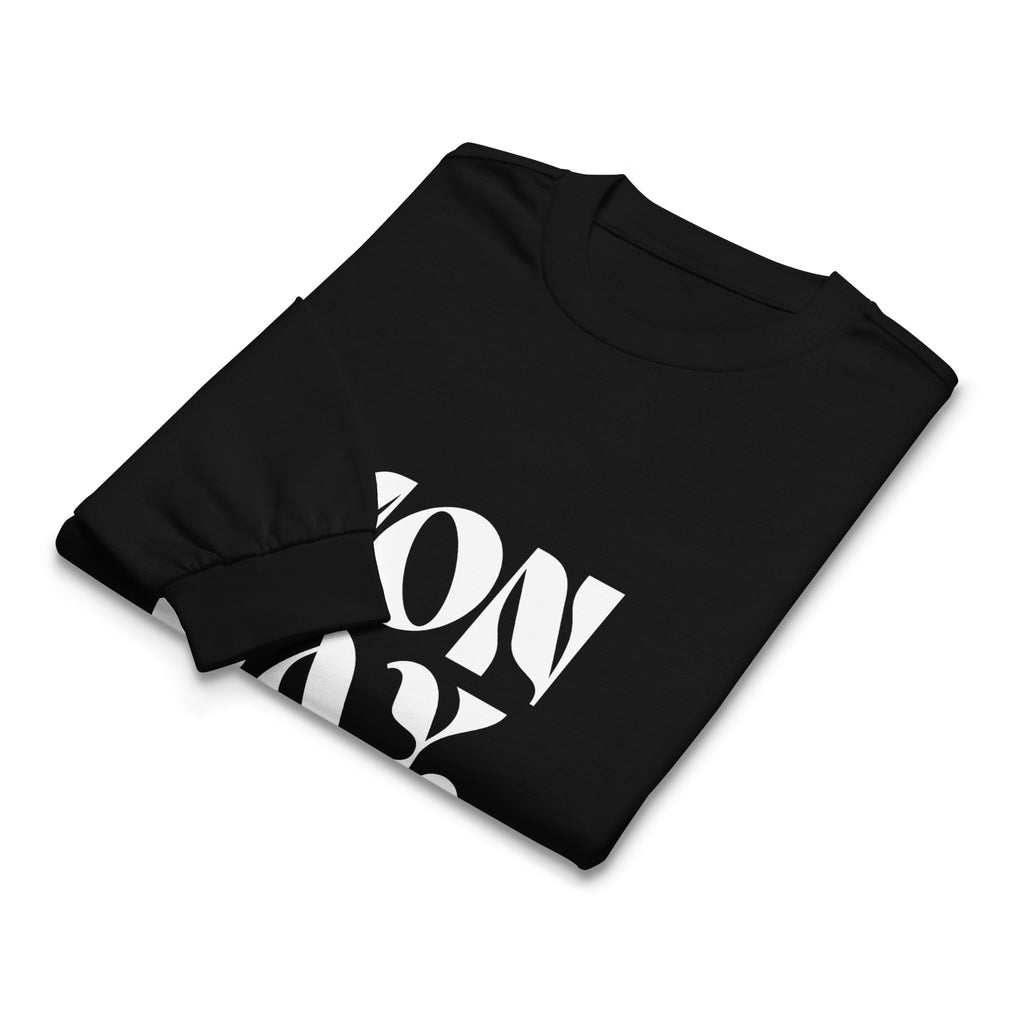 Unisex Premium Heavyweight Long Sleeve Shirt | Monday long sleeve shirt AwRans Clothing unisex-premium-heavyweight-long-sleeve-shirt-black-front-67eaac57f1b5a