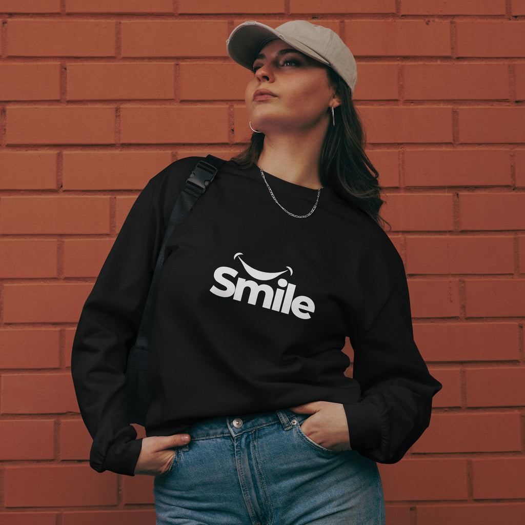 Unisex Premium Heavyweight Long Sleeve Shirt | Smile long sleeve shirt AwRans Clothing unisex-premium-heavyweight-long-sleeve-shirt-black-front-67f29f0175dd6