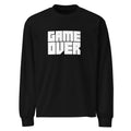 Unisex Premium Heavyweight Long Sleeve Shirt | Game Over Black long sleeve shirt AwRans Clothing unisex-premium-heavyweight-long-sleeve-shirt-black-front-67f2c24278f9b