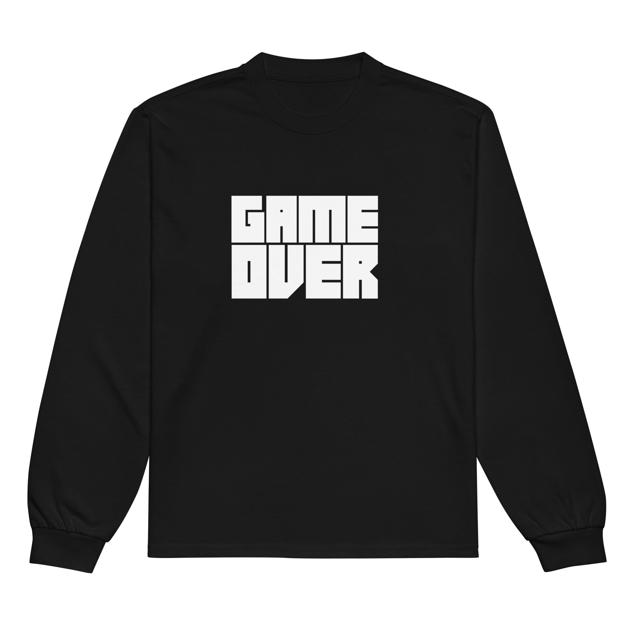 Unisex Premium Heavyweight Long Sleeve Shirt | Game Over long sleeve shirt AwRans Clothing unisex-premium-heavyweight-long-sleeve-shirt-black-front-67f2c2427a1a9