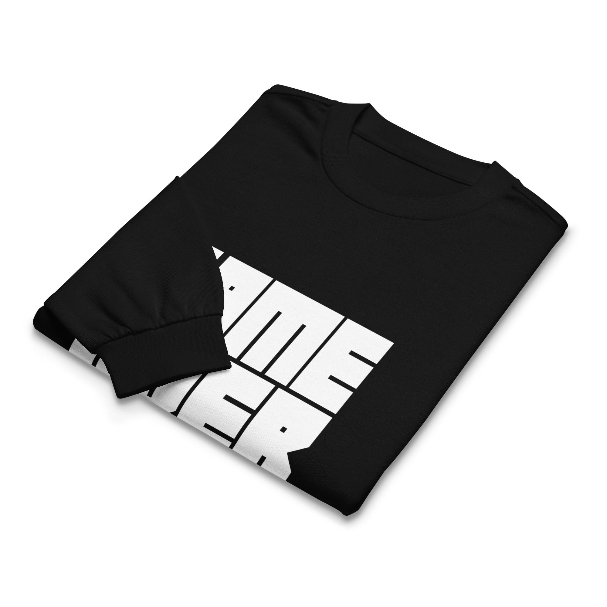 Unisex Premium Heavyweight Long Sleeve Shirt | Game Over long sleeve shirt AwRans Clothing unisex-premium-heavyweight-long-sleeve-shirt-black-front-67f2c2427fc4f