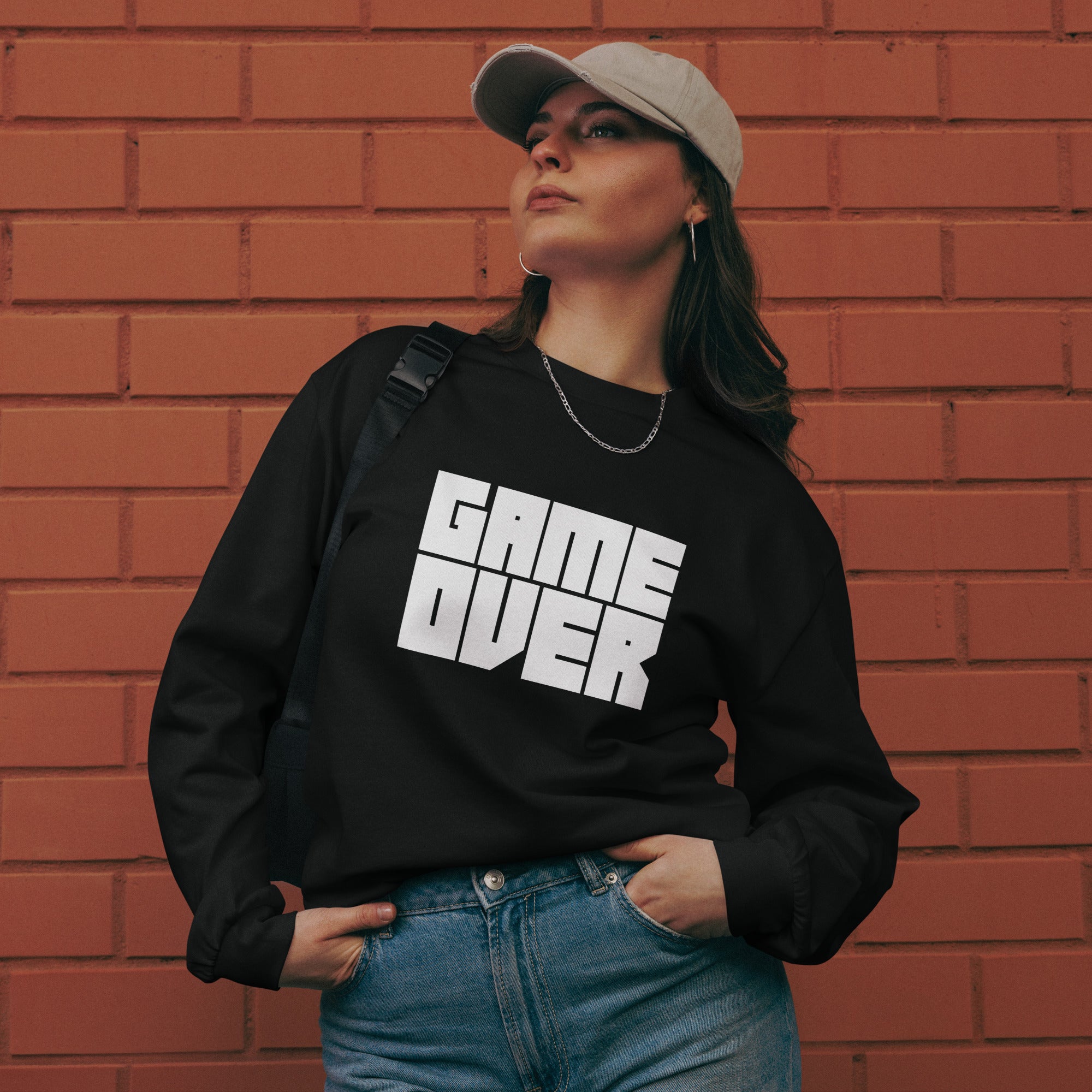 Unisex Premium Heavyweight Long Sleeve Shirt | Game Over long sleeve shirt AwRans Clothing unisex-premium-heavyweight-long-sleeve-shirt-black-front-67f2c2427ff19