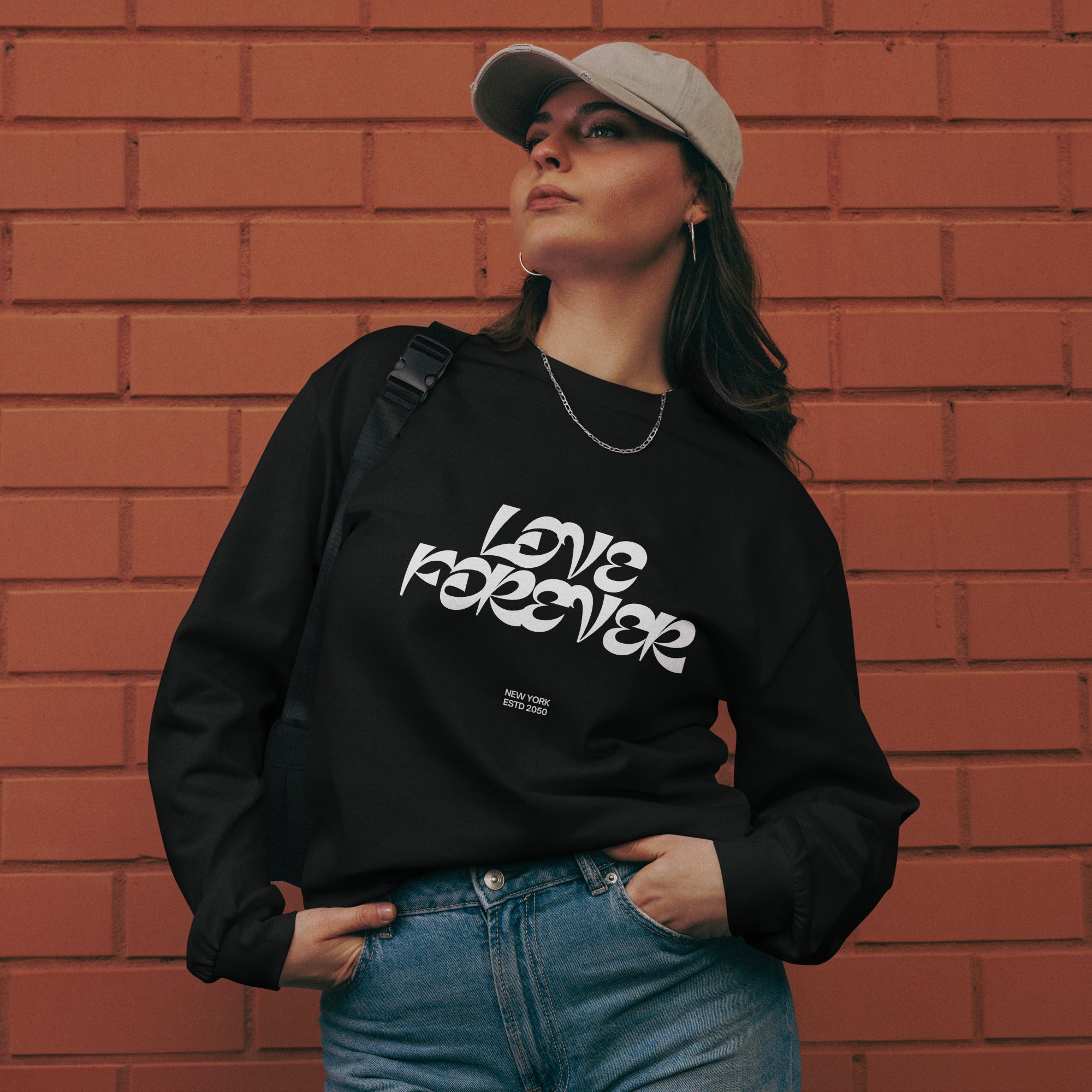 Unisex Premium Heavyweight Long Sleeve Shirt | Love Forever long sleeve shirt AwRans Clothing unisex-premium-heavyweight-long-sleeve-shirt-black-front-67f2c2d86399a