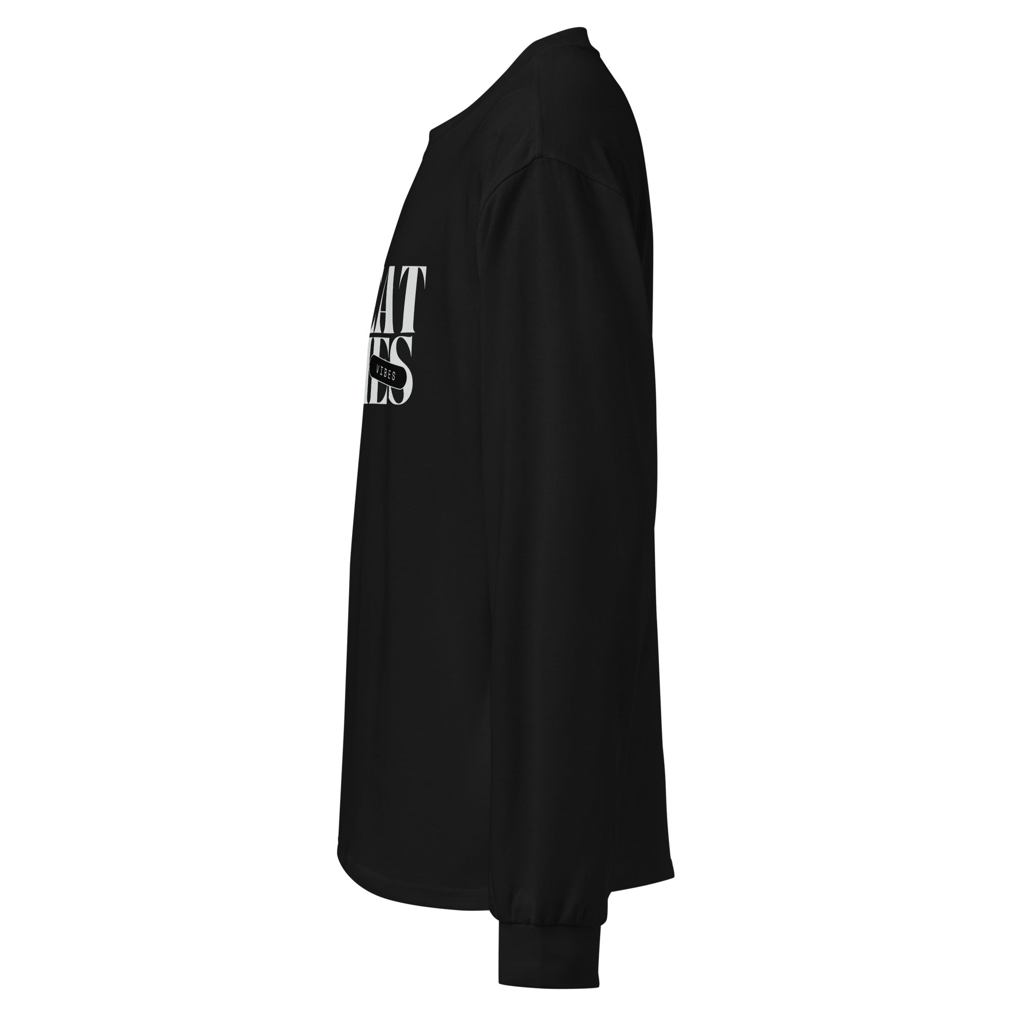Unisex Premium Heavyweight Long Sleeve Shirt | My Vibes Great Time long sleeve shirt AwRans Clothing unisex-premium-heavyweight-long-sleeve-shirt-black-left-67f2a050c6c54