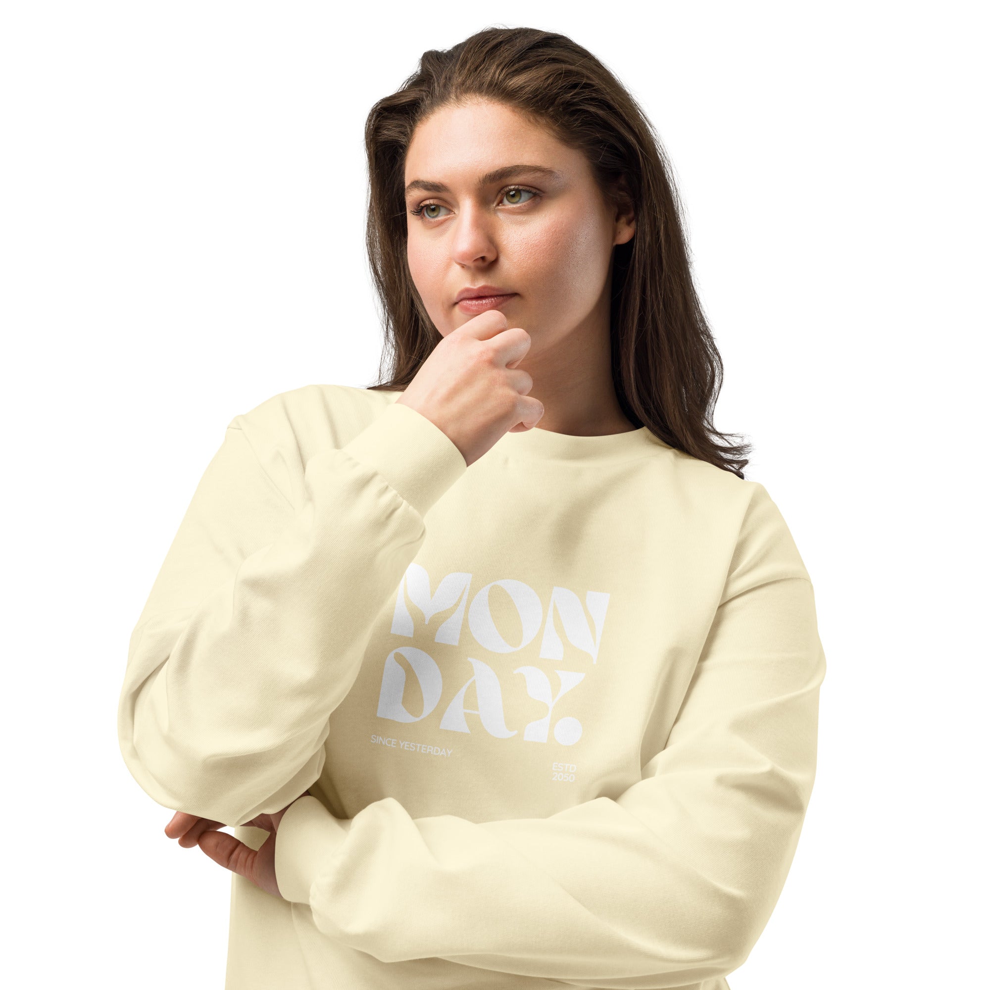 Unisex Premium Heavyweight Long Sleeve Shirt | Monday long sleeve shirt AwRans Clothing unisex-premium-heavyweight-long-sleeve-shirt-butter-front-2-67eaac581e072