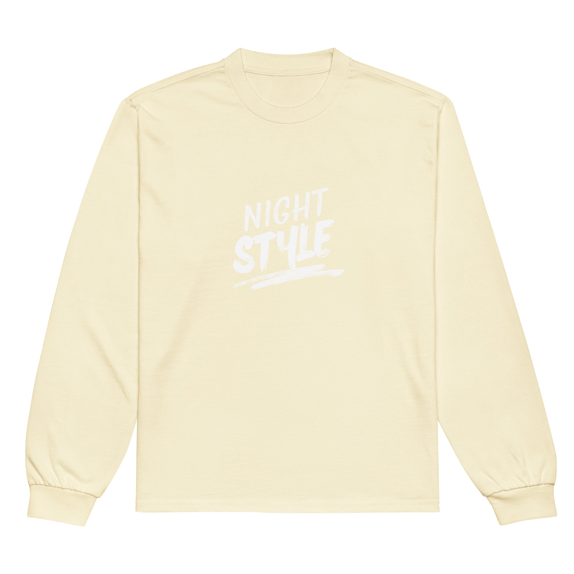 Unisex Premium Heavyweight Long Sleeve Shirt | Night Style long sleeve shirt AwRans Clothing unisex-premium-heavyweight-long-sleeve-shirt-butter-front-67eaaba7bd455