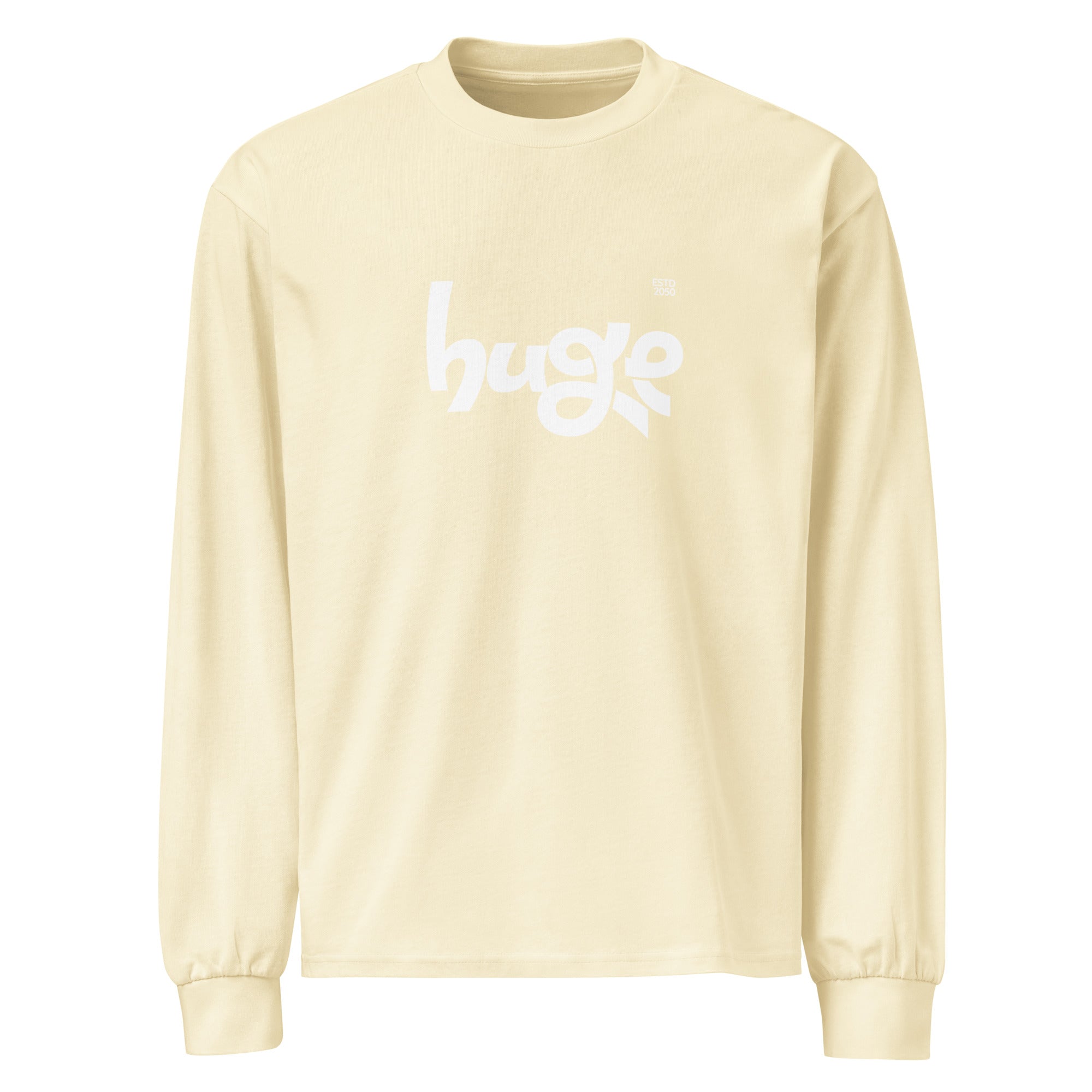 Unisex Premium Heavyweight Long Sleeve Shirt | Huge Butter long sleeve shirt AwRans Clothing unisex-premium-heavyweight-long-sleeve-shirt-butter-front-67f2943048856