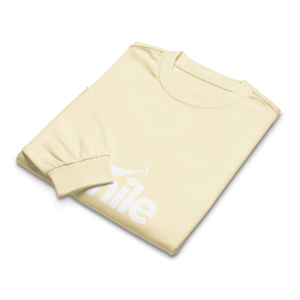 Unisex Premium Heavyweight Long Sleeve Shirt | Smile long sleeve shirt AwRans Clothing unisex-premium-heavyweight-long-sleeve-shirt-butter-front-67f29f017ebf3