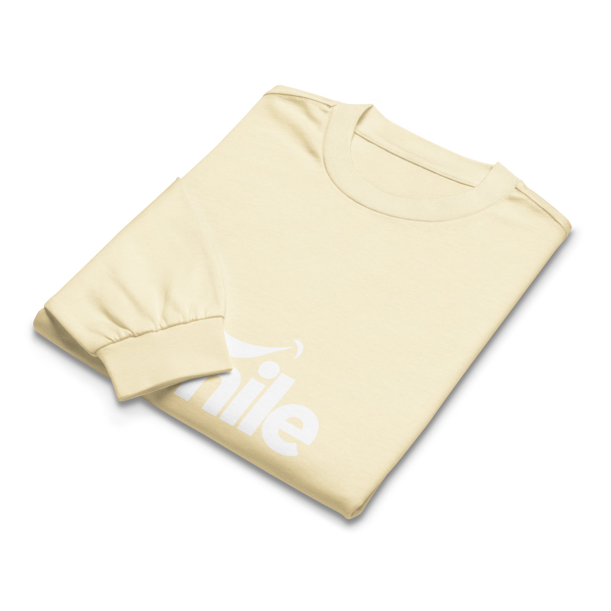 Unisex Premium Heavyweight Long Sleeve Shirt | Smile long sleeve shirt AwRans Clothing unisex-premium-heavyweight-long-sleeve-shirt-butter-front-67f29f017ebf3