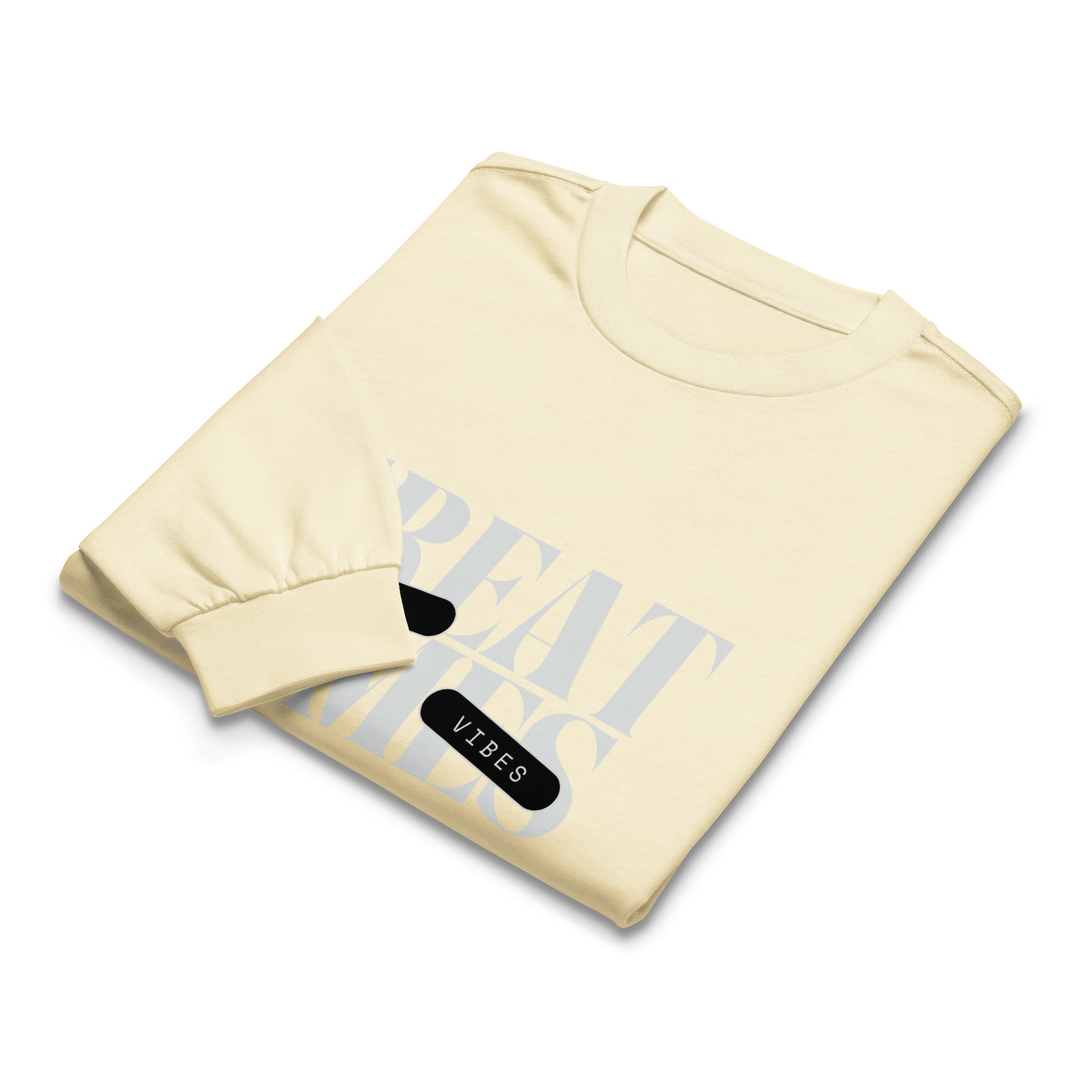 Unisex Premium Heavyweight Long Sleeve Shirt | My Vibes Great Time long sleeve shirt AwRans Clothing unisex-premium-heavyweight-long-sleeve-shirt-butter-front-67f2a0509bfff