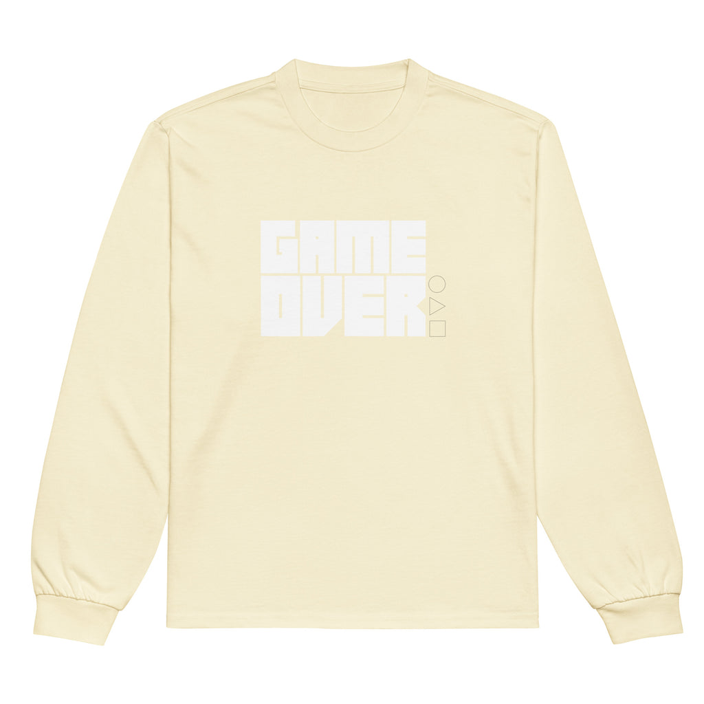 Unisex Premium Heavyweight Long Sleeve Shirt | Game Over long sleeve shirt AwRans Clothing unisex-premium-heavyweight-long-sleeve-shirt-butter-front-67f2c2427c9fc