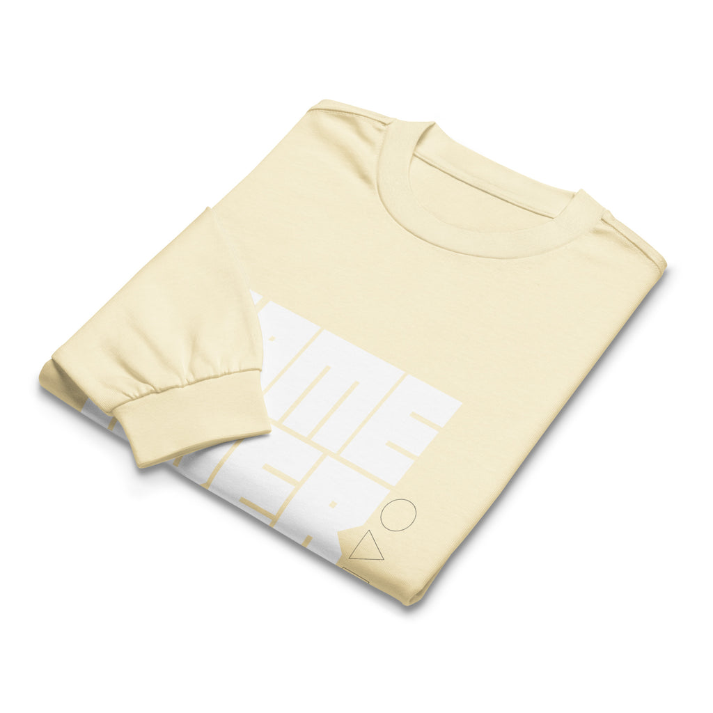 Unisex Premium Heavyweight Long Sleeve Shirt | Game Over long sleeve shirt AwRans Clothing unisex-premium-heavyweight-long-sleeve-shirt-butter-front-67f2c2428532d