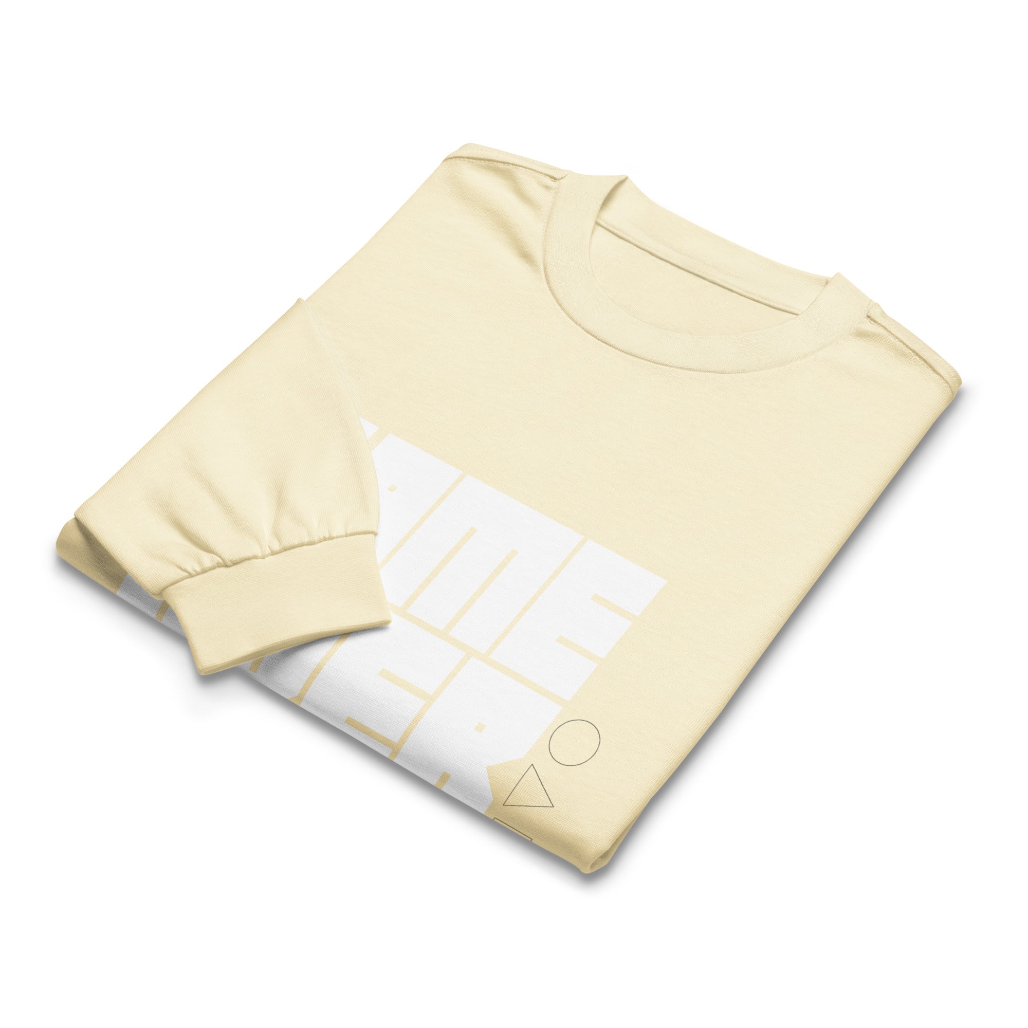 Unisex Premium Heavyweight Long Sleeve Shirt | Game Over long sleeve shirt AwRans Clothing unisex-premium-heavyweight-long-sleeve-shirt-butter-front-67f2c2428532d