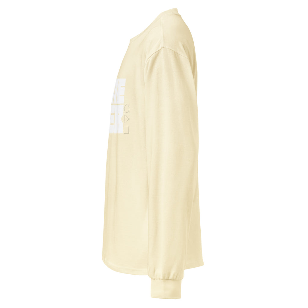 Unisex Premium Heavyweight Long Sleeve Shirt | Game Over long sleeve shirt AwRans Clothing unisex-premium-heavyweight-long-sleeve-shirt-butter-left-67f2c242c7ea9