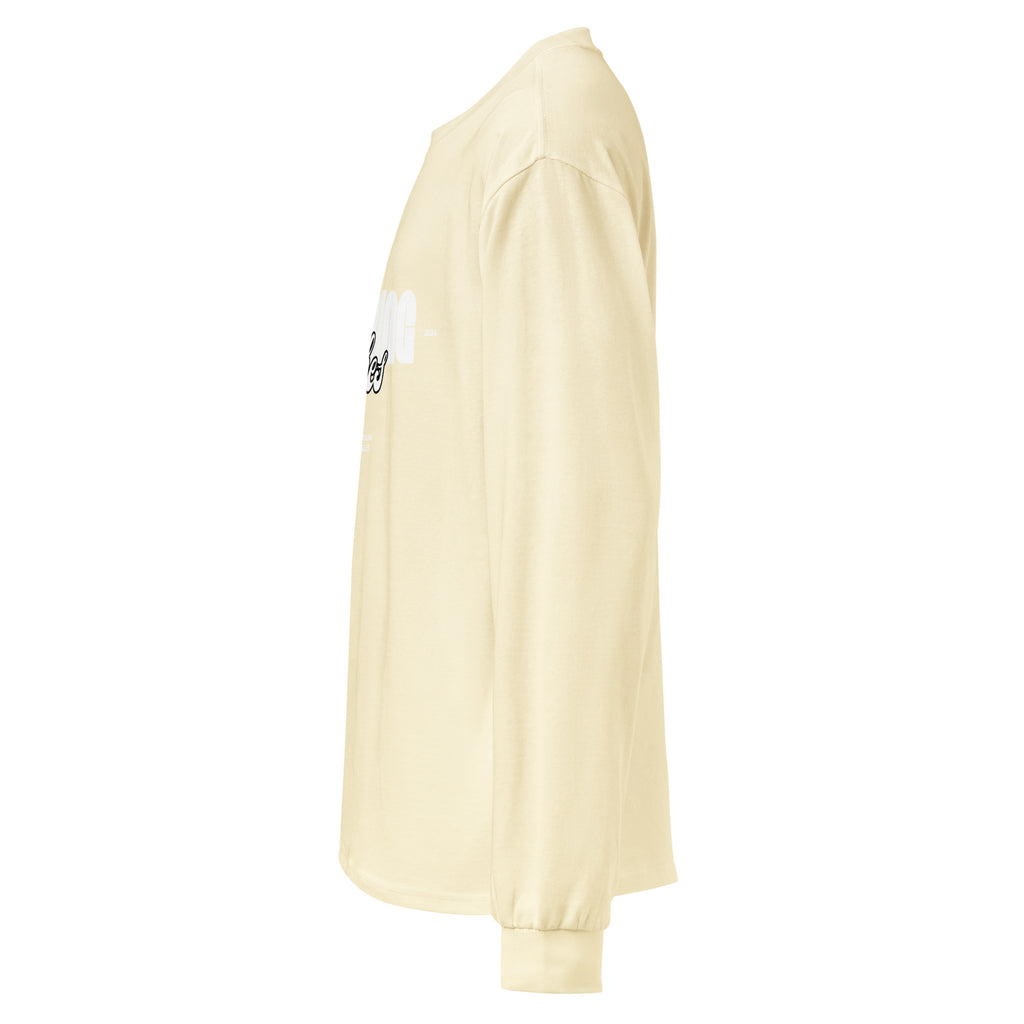 Unisex Premium Heavyweight Long Sleeve Shirt | Evening Vibes long sleeve shirt AwRans Clothing unisex-premium-heavyweight-long-sleeve-shirt-butter-left-67f2c41739d95
