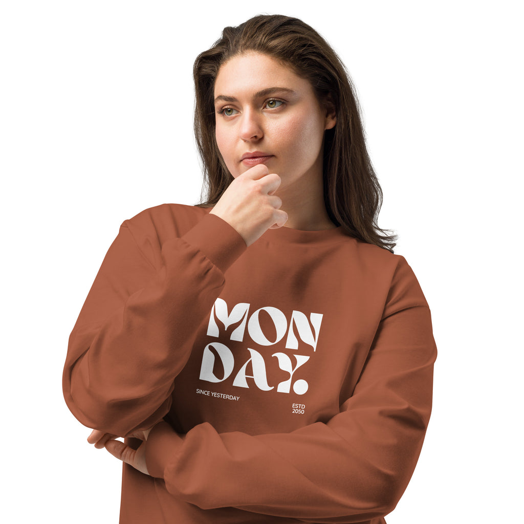 Unisex Premium Heavyweight Long Sleeve Shirt | Monday long sleeve shirt AwRans Clothing unisex-premium-heavyweight-long-sleeve-shirt-clay-front-2-67eaac58087ea