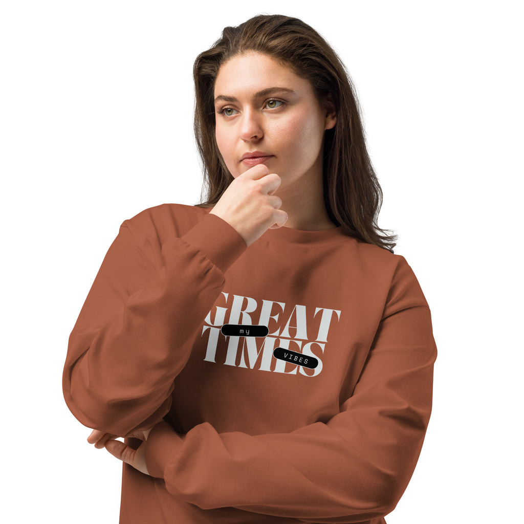 Unisex Premium Heavyweight Long Sleeve Shirt | My Vibes Great Time long sleeve shirt AwRans Clothing unisex-premium-heavyweight-long-sleeve-shirt-clay-front-2-67f2a050a42bc