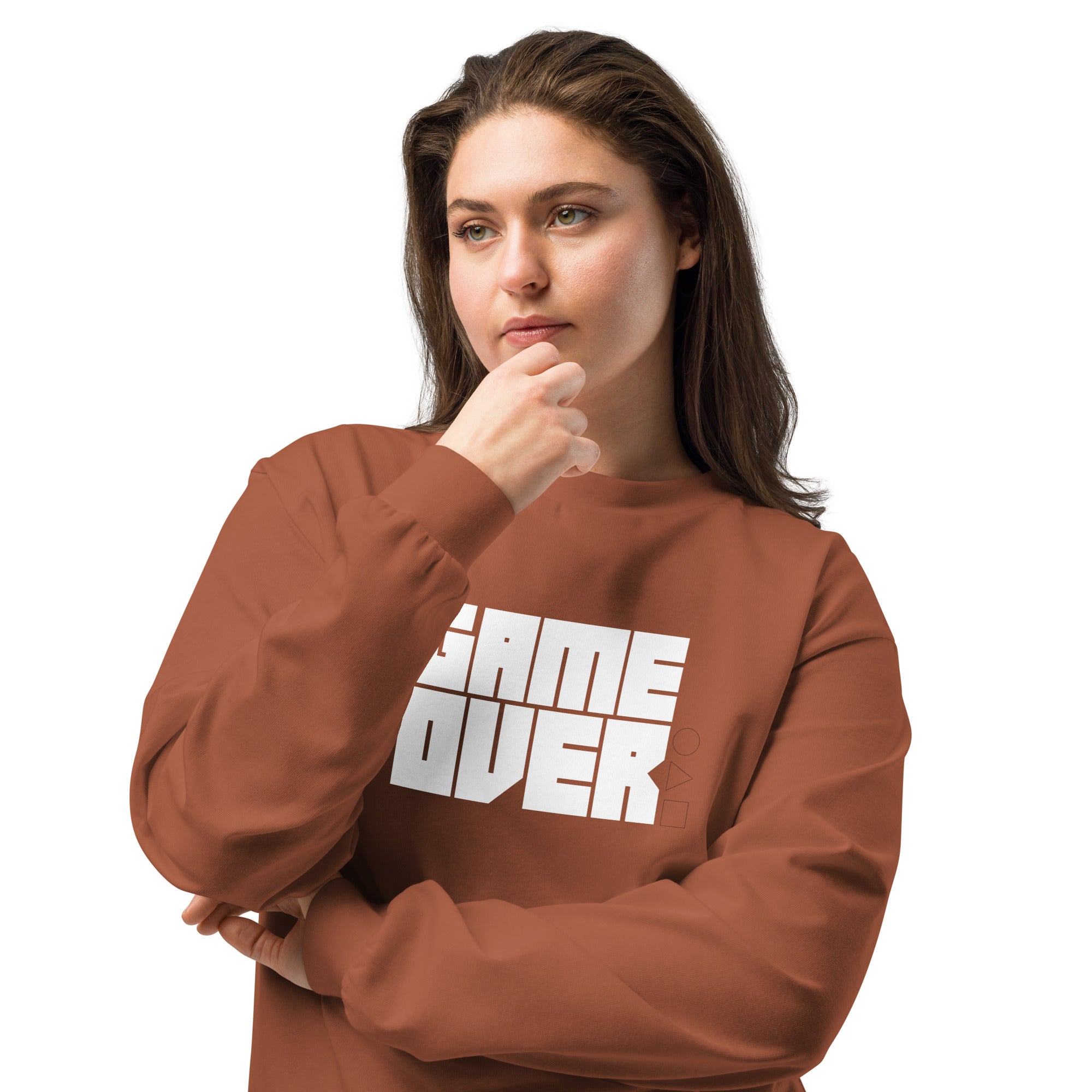 Unisex Premium Heavyweight Long Sleeve Shirt | Game Over long sleeve shirt AwRans Clothing unisex-premium-heavyweight-long-sleeve-shirt-clay-front-2-67f2c2428e964