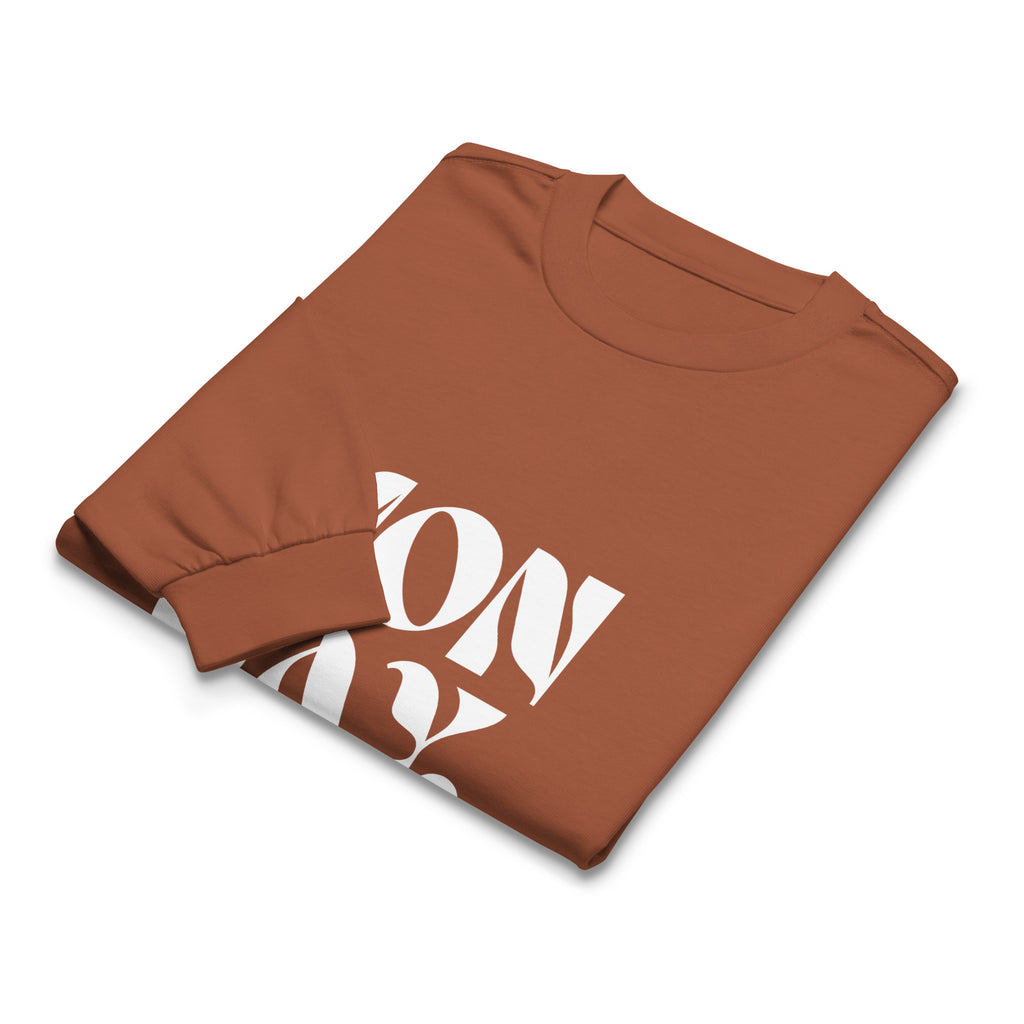 Unisex Premium Heavyweight Long Sleeve Shirt | Monday long sleeve shirt AwRans Clothing unisex-premium-heavyweight-long-sleeve-shirt-clay-front-67eaac580a94b