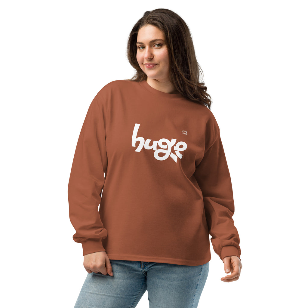 Unisex Premium Heavyweight Long Sleeve Shirt | Huge long sleeve shirt AwRans Clothing unisex-premium-heavyweight-long-sleeve-shirt-clay-front-67f294301e563