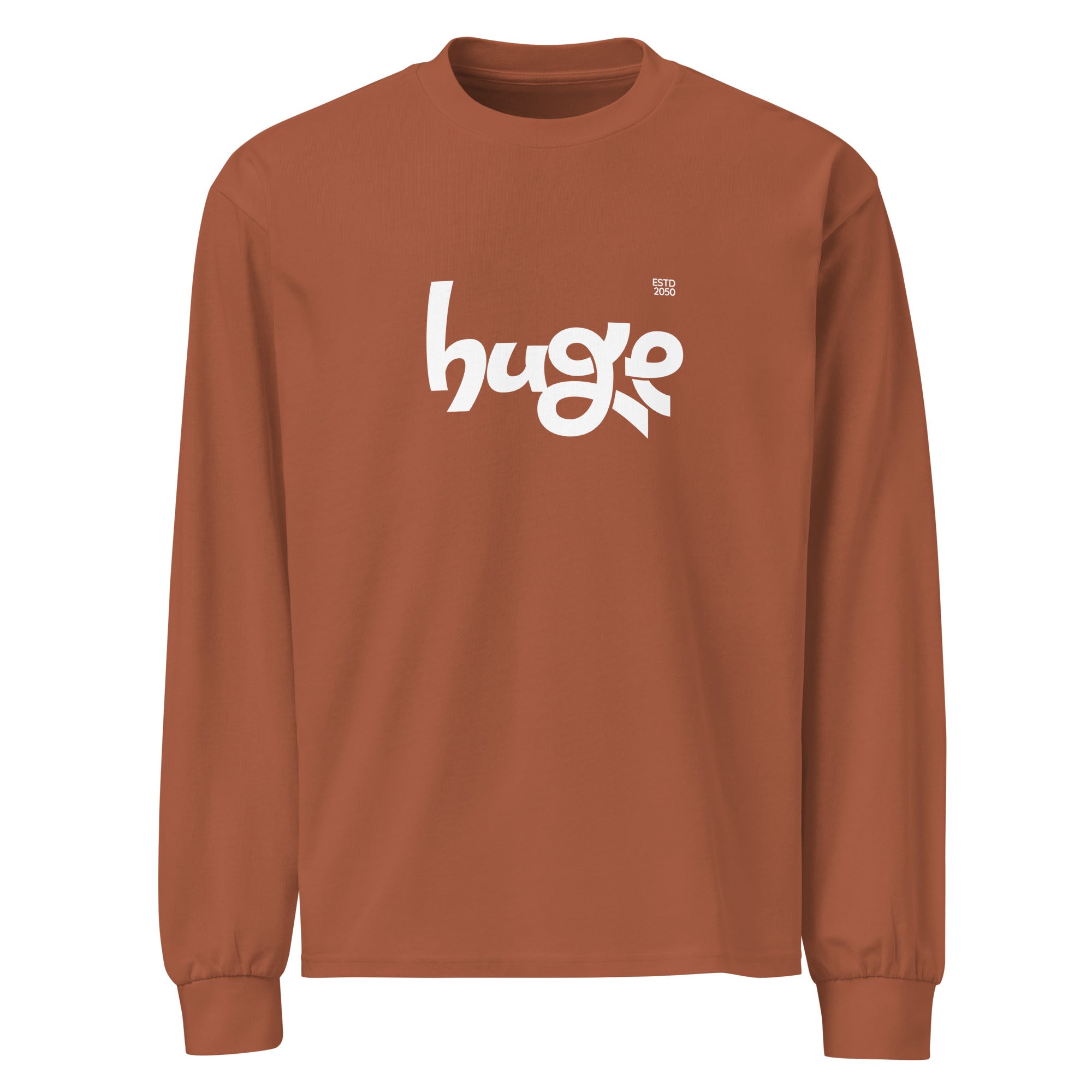 Unisex Premium Heavyweight Long Sleeve Shirt | Huge Clay long sleeve shirt AwRans Clothing unisex-premium-heavyweight-long-sleeve-shirt-clay-front-67f2943042c5d