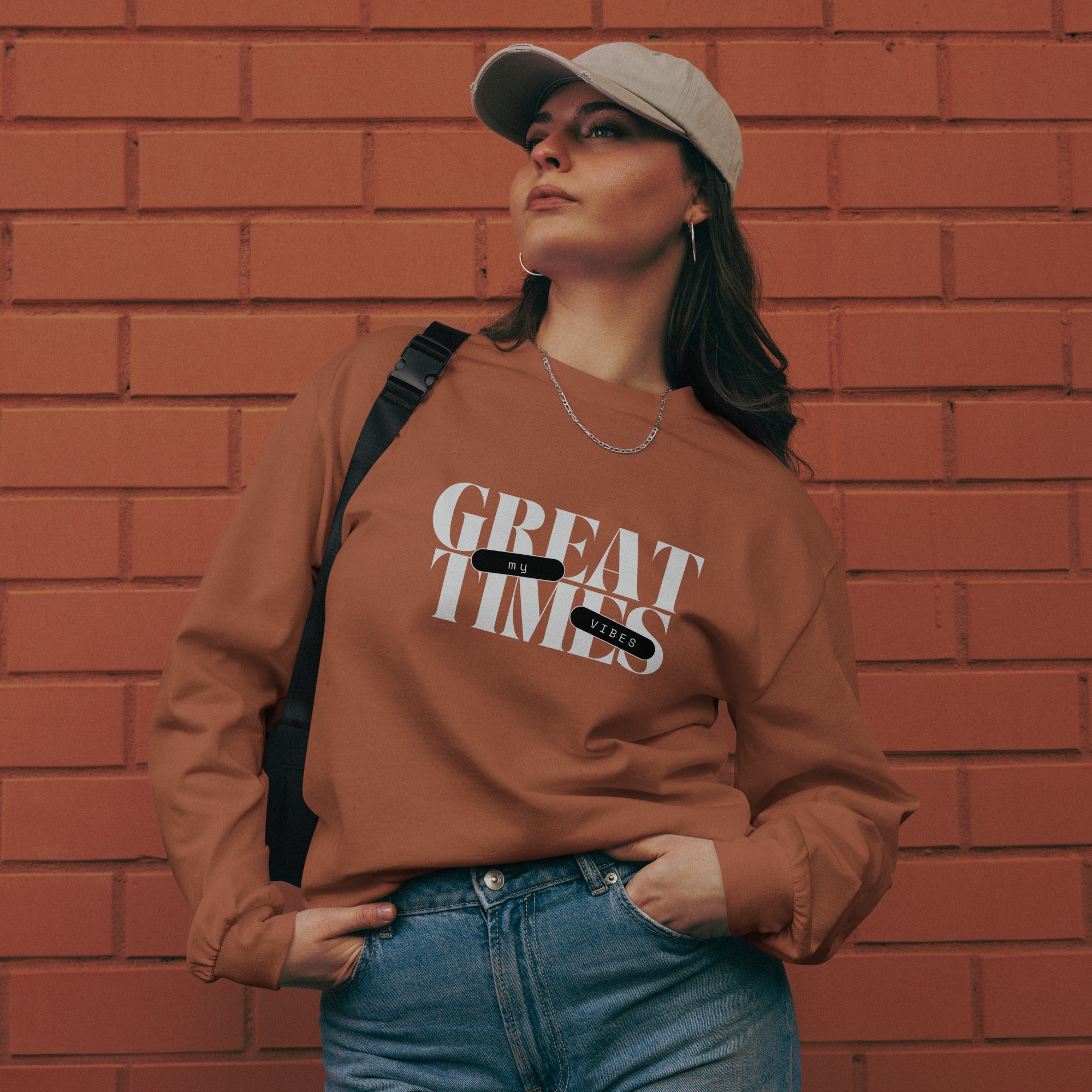 Unisex Premium Heavyweight Long Sleeve Shirt | My Vibes Great Time long sleeve shirt AwRans Clothing unisex-premium-heavyweight-long-sleeve-shirt-clay-front-67f2a050a0e22